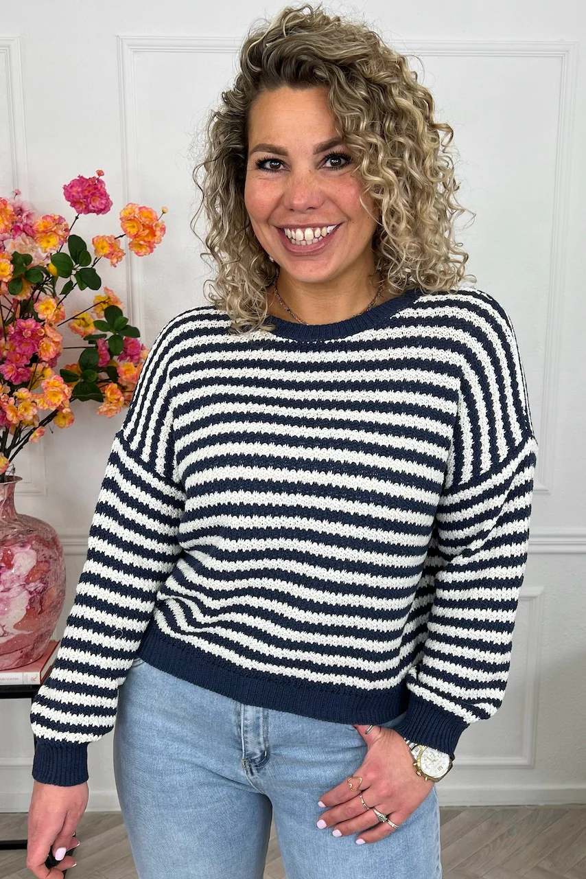 Mila Cotton Striped Sweater - Black/White - Image 3