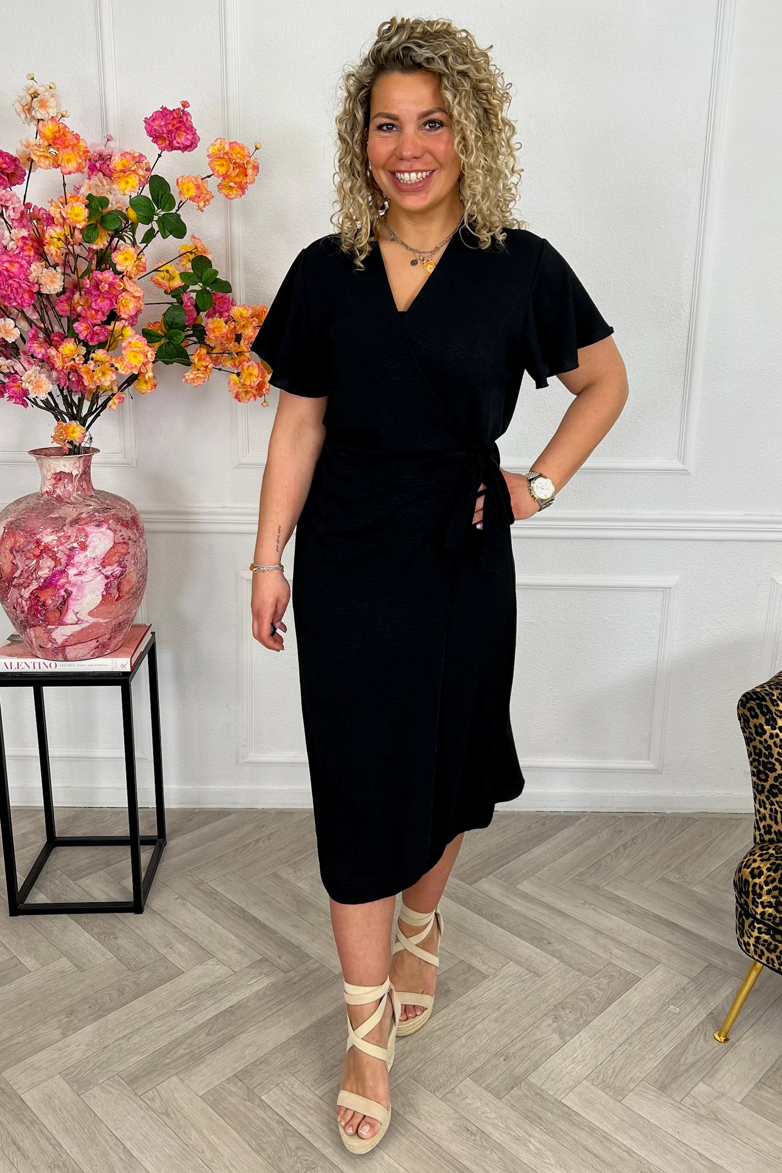 Milano Maxi Wrap Dress - Black - Image 2
