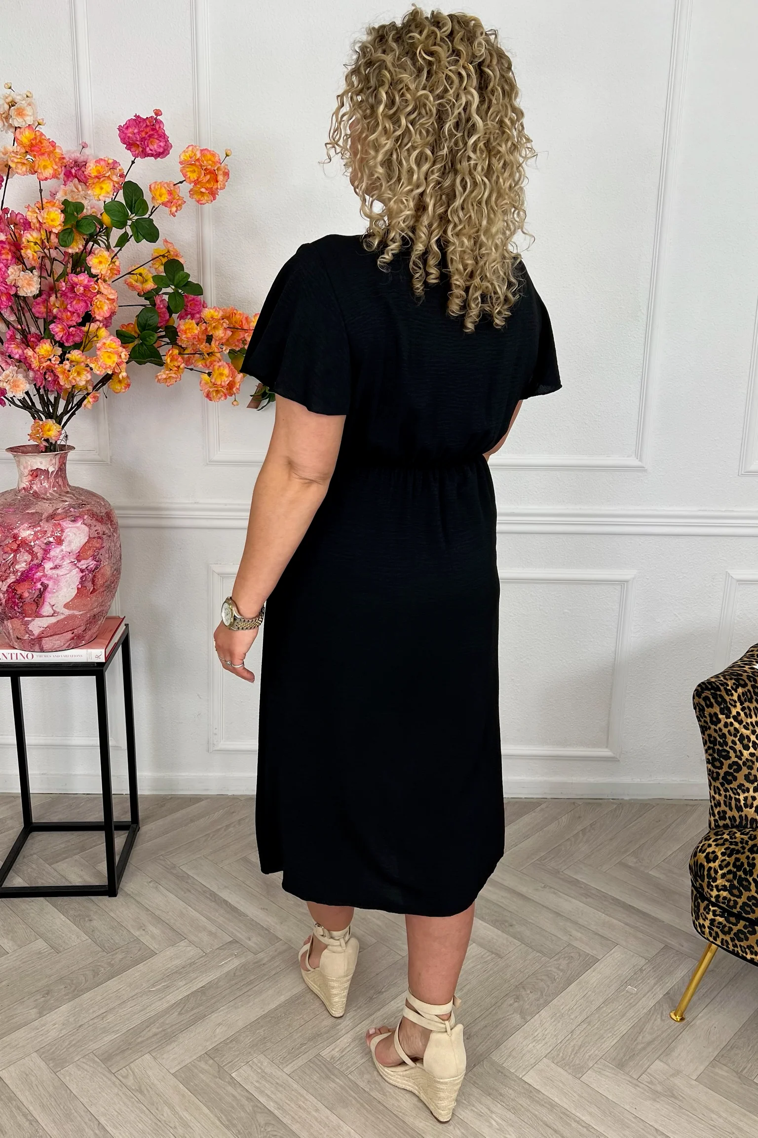 Milano Maxi Wrap Dress - Black - Image 3
