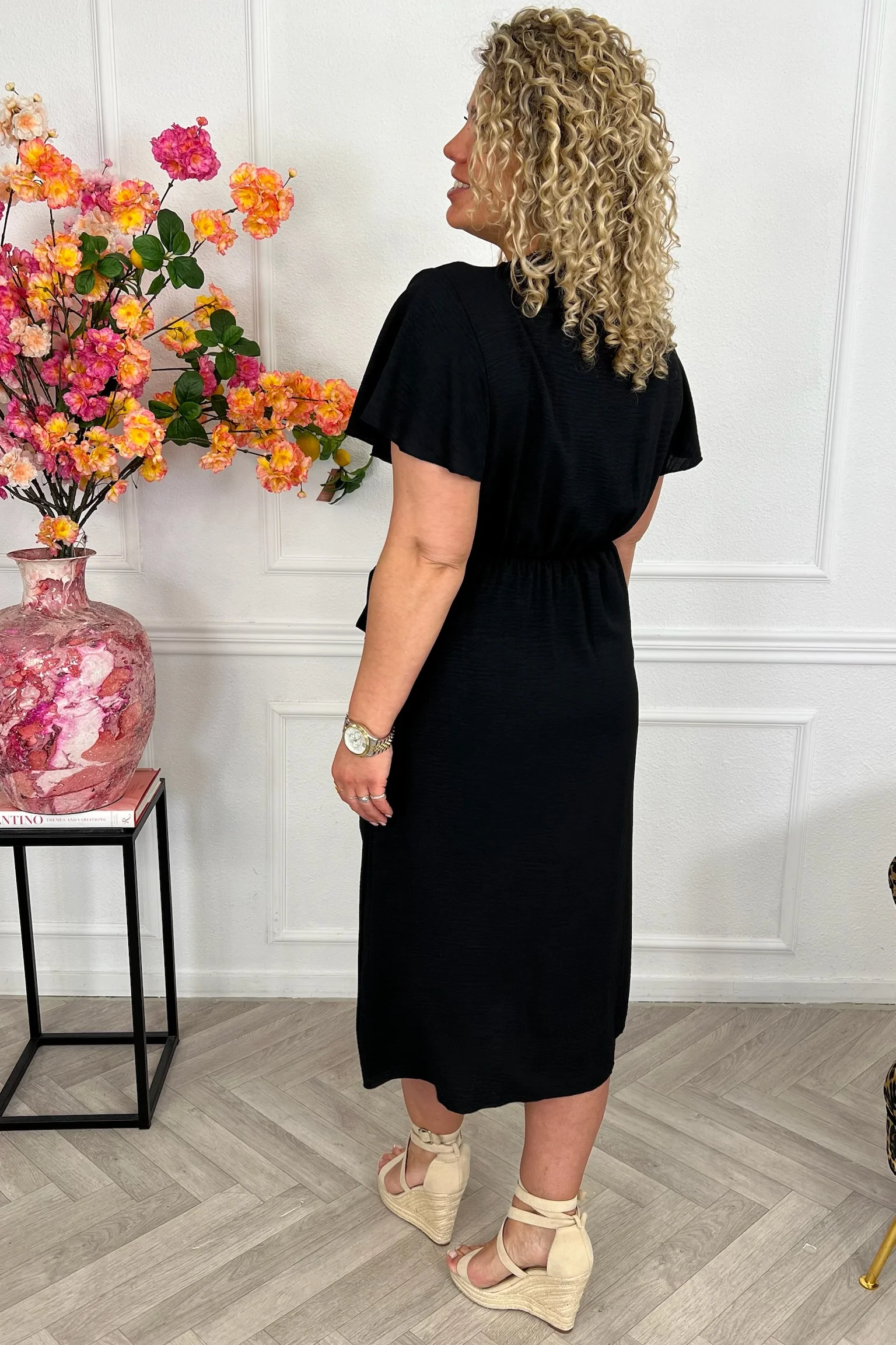 Milano Maxi Wrap Dress - Black - Image 4