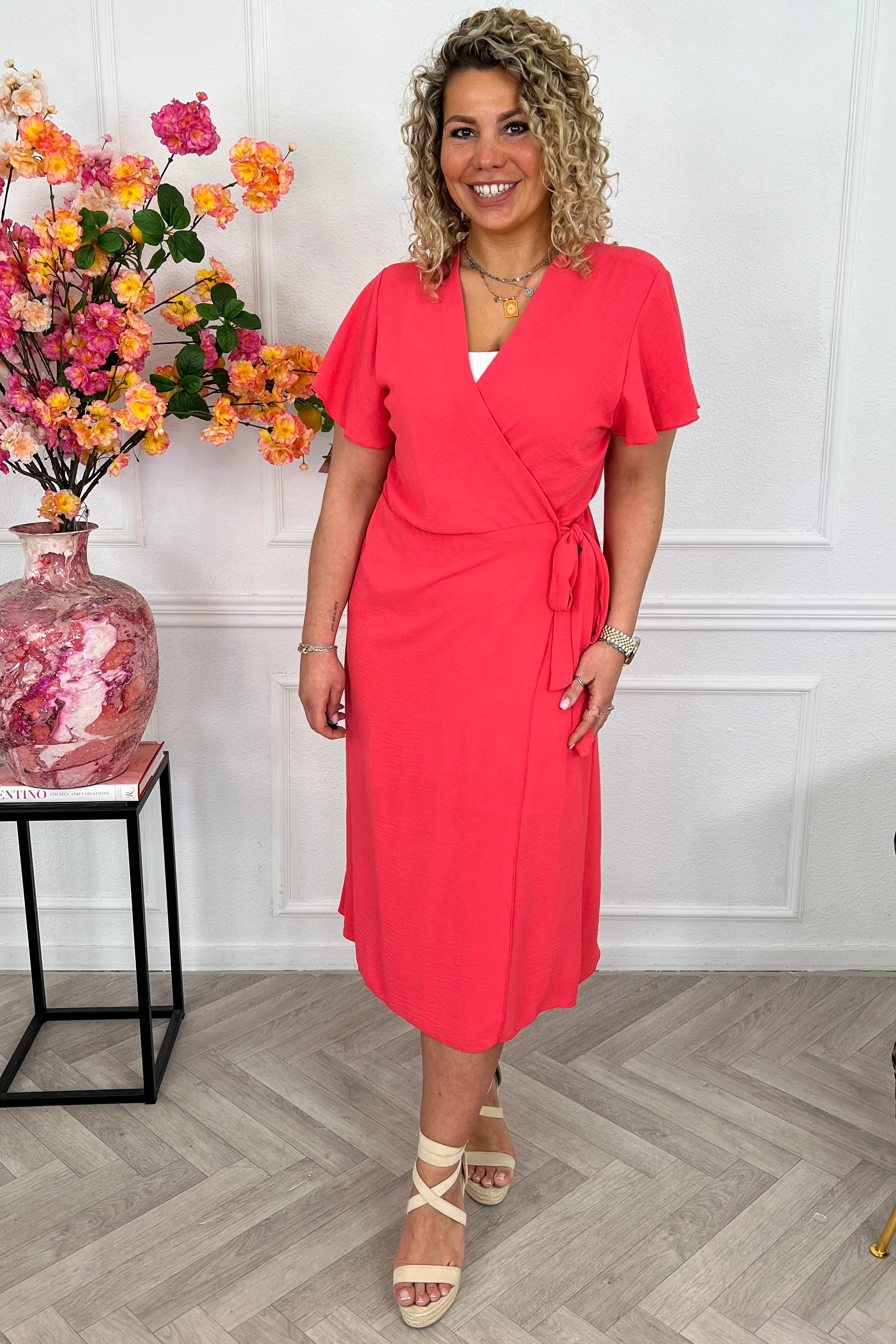 Milano Maxi Wrap Dress - Coral