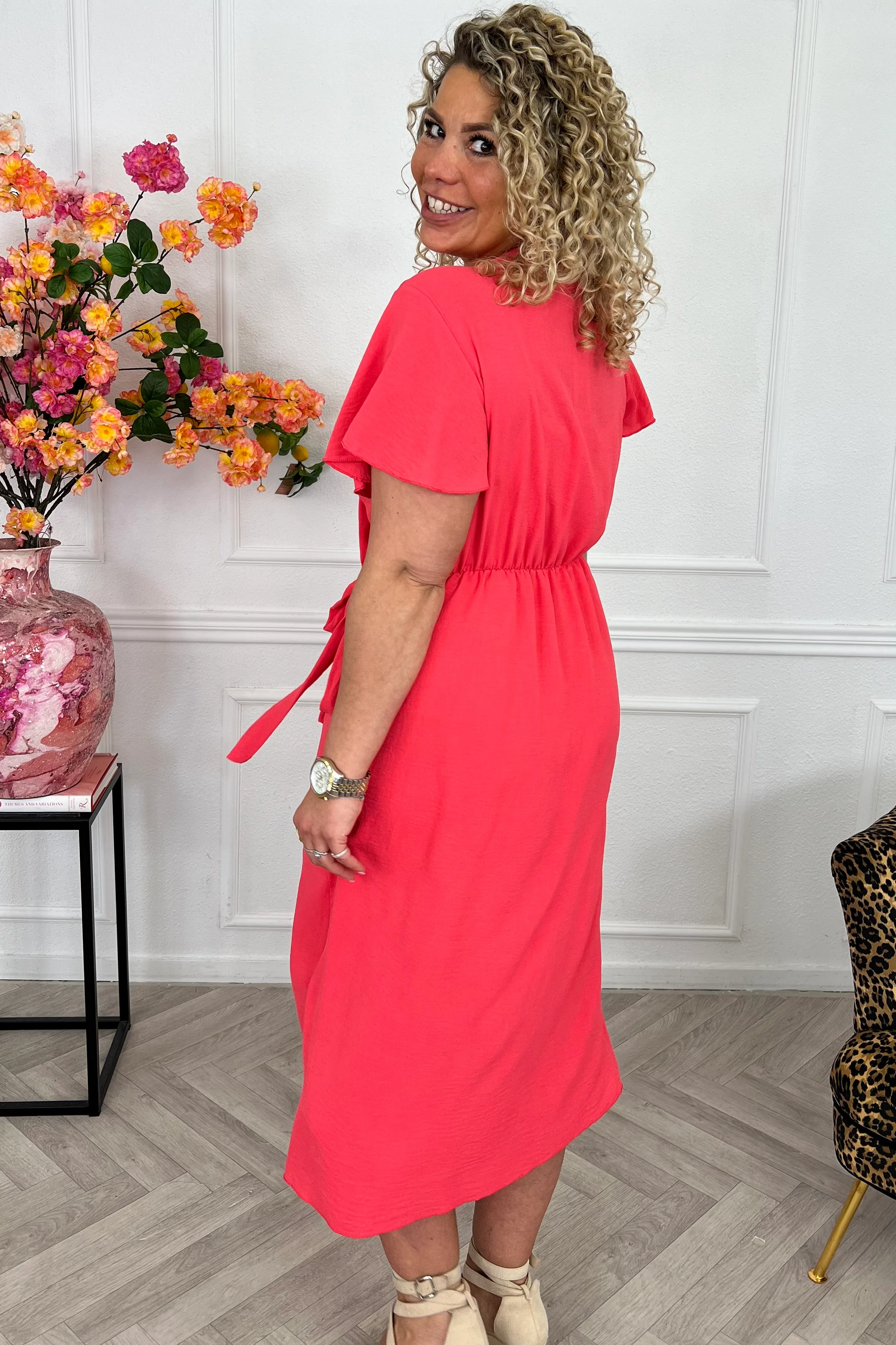 Milano Maxi Wrap Dress - Coral - Image 2