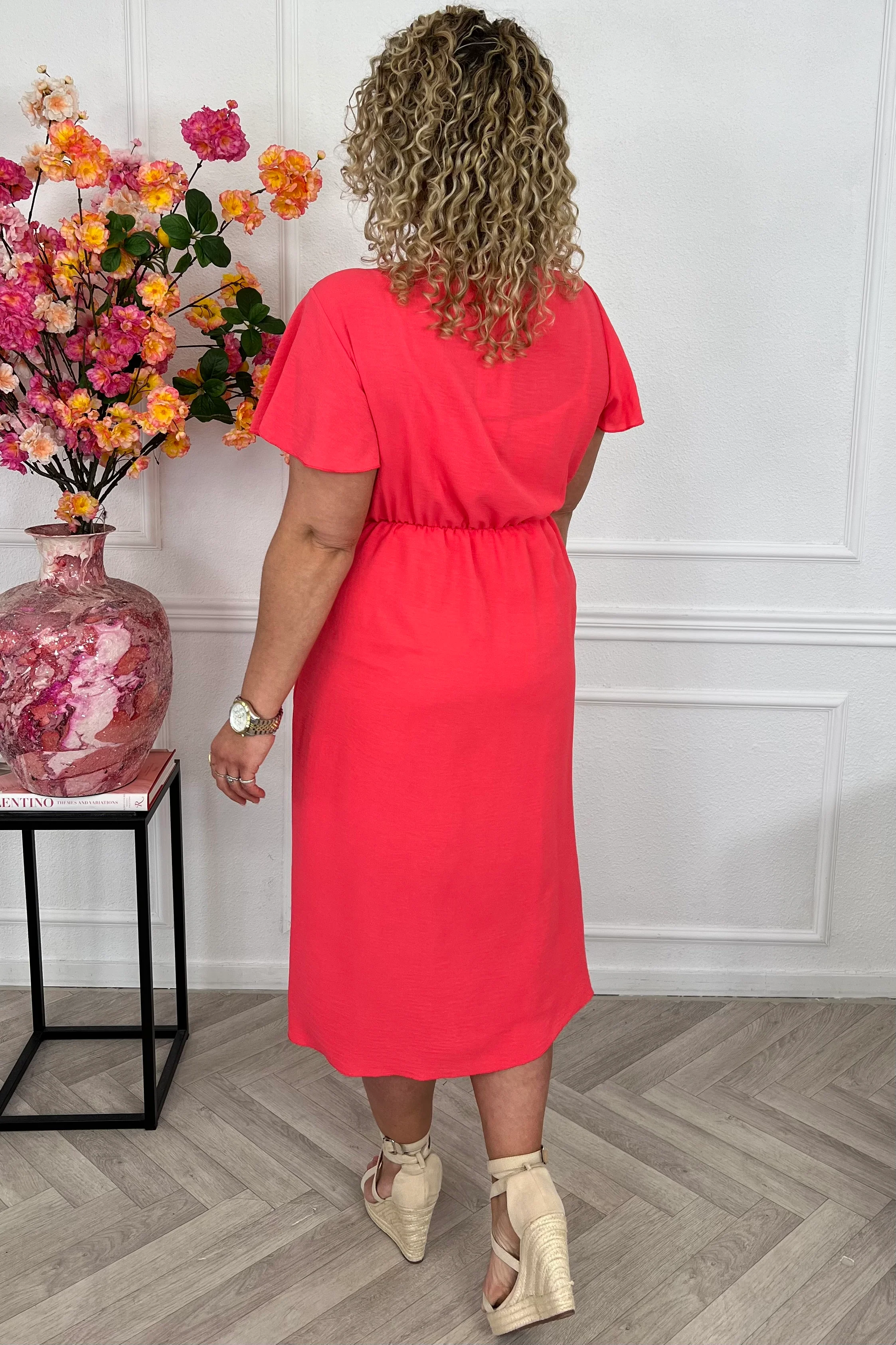 Milano Maxi Wrap Dress - Coral - Image 3