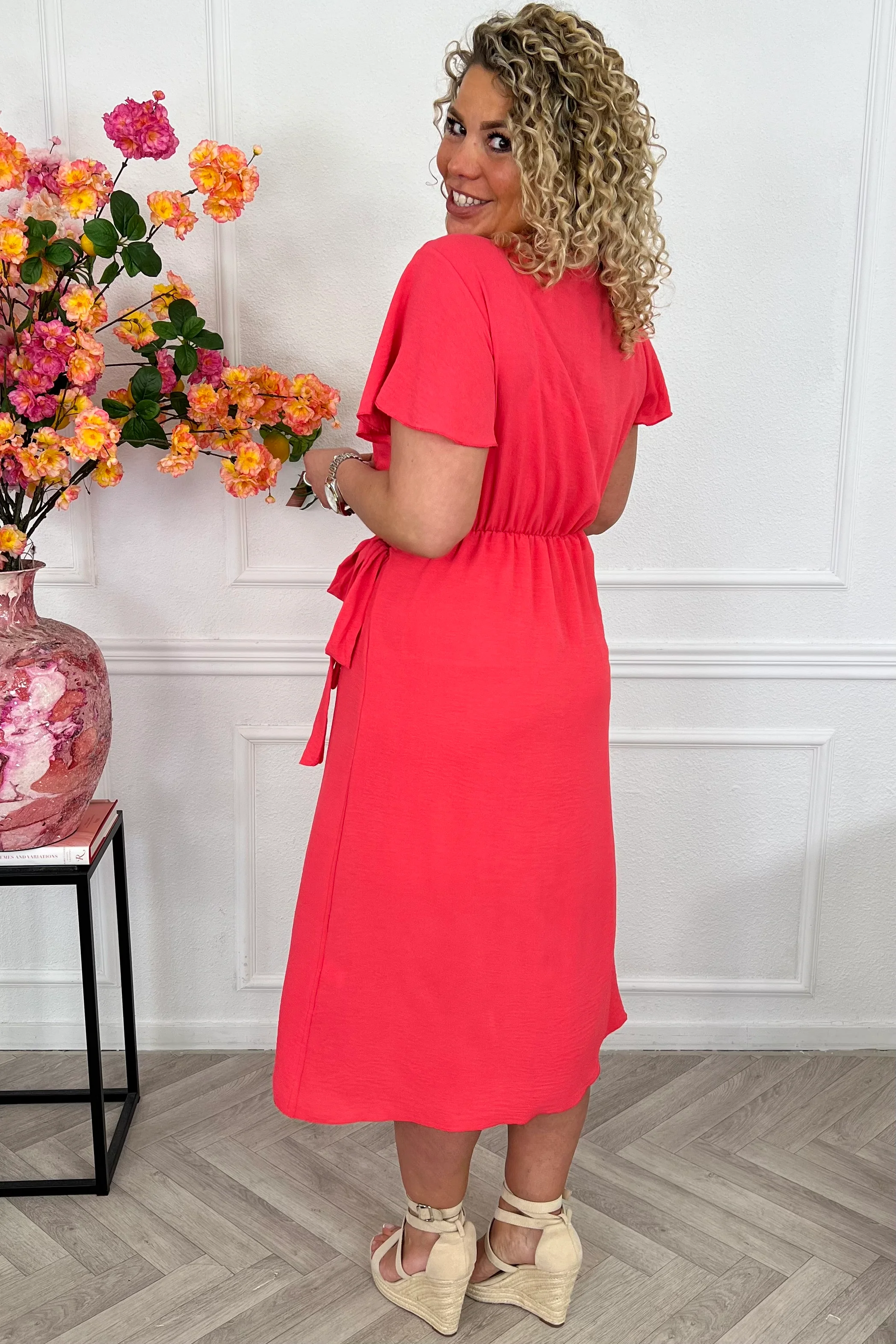 Milano Maxi Wrap Dress - Coral - Image 5