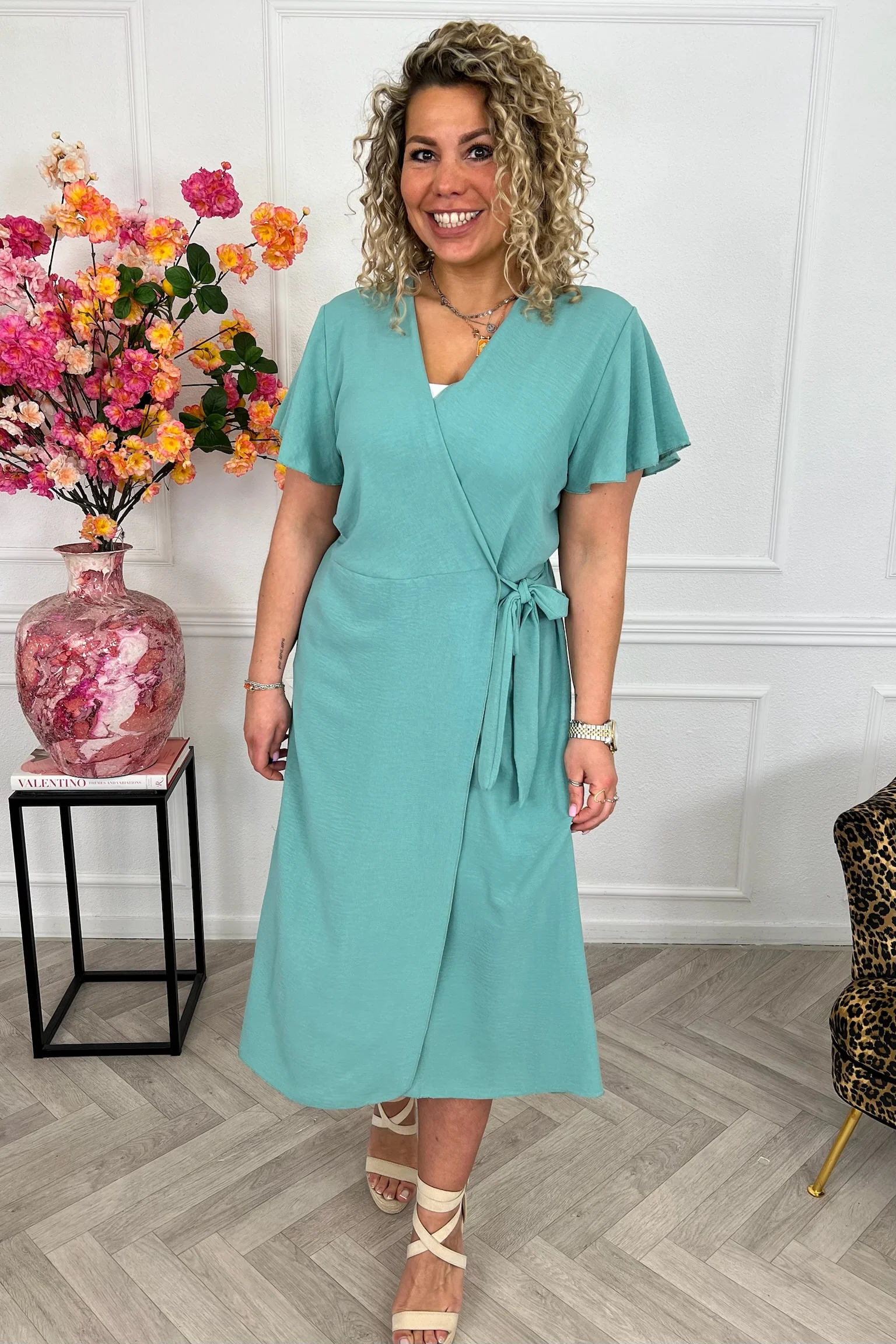 Milano Maxi Wrap Dress - Light Green - Image 2