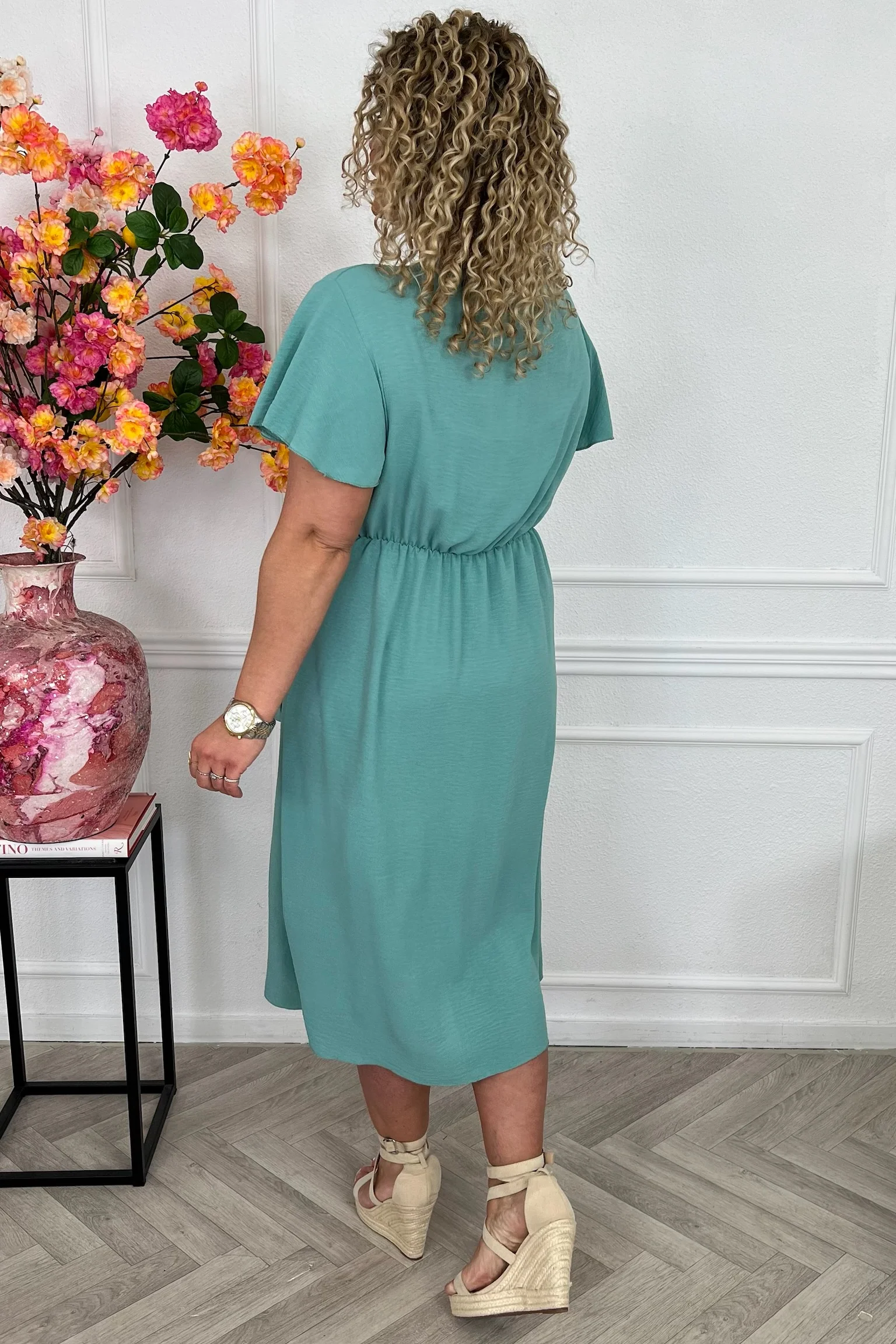 Milano Maxi Wrap Dress - Light Green - Image 3
