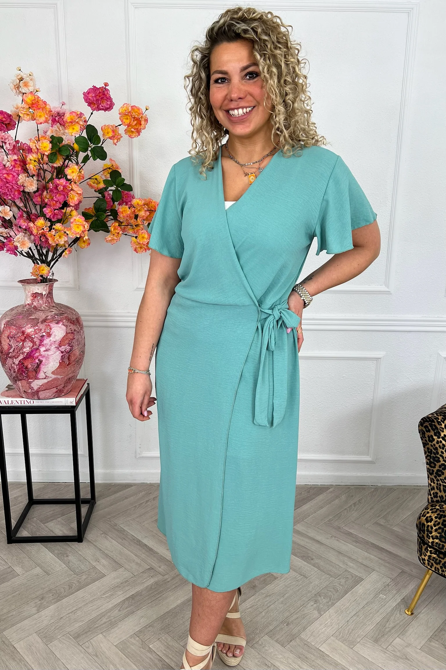 Milano Maxi Wrap Dress - Light Green - Image 4