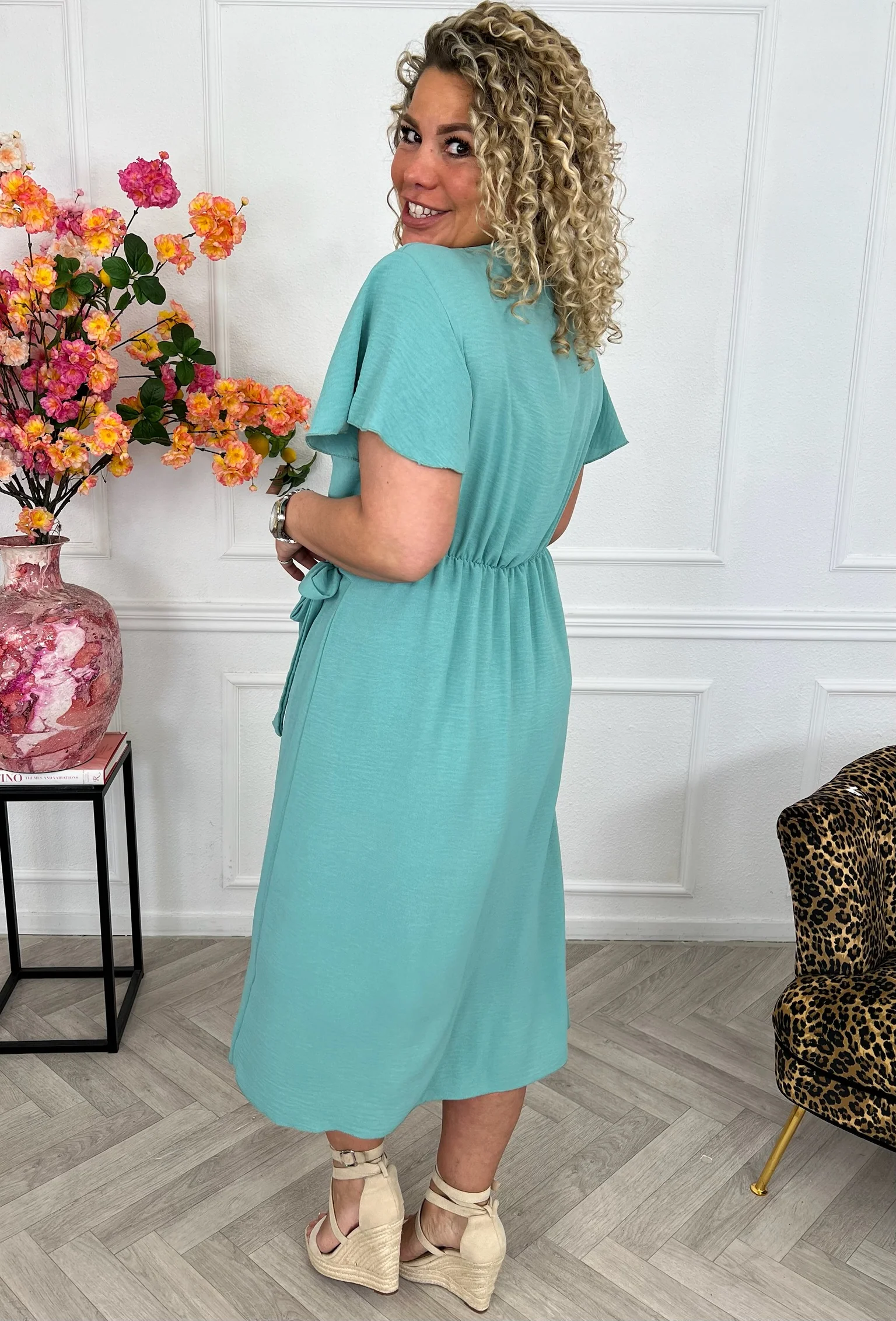 Milano Maxi Wrap Dress - Light Green - Image 5