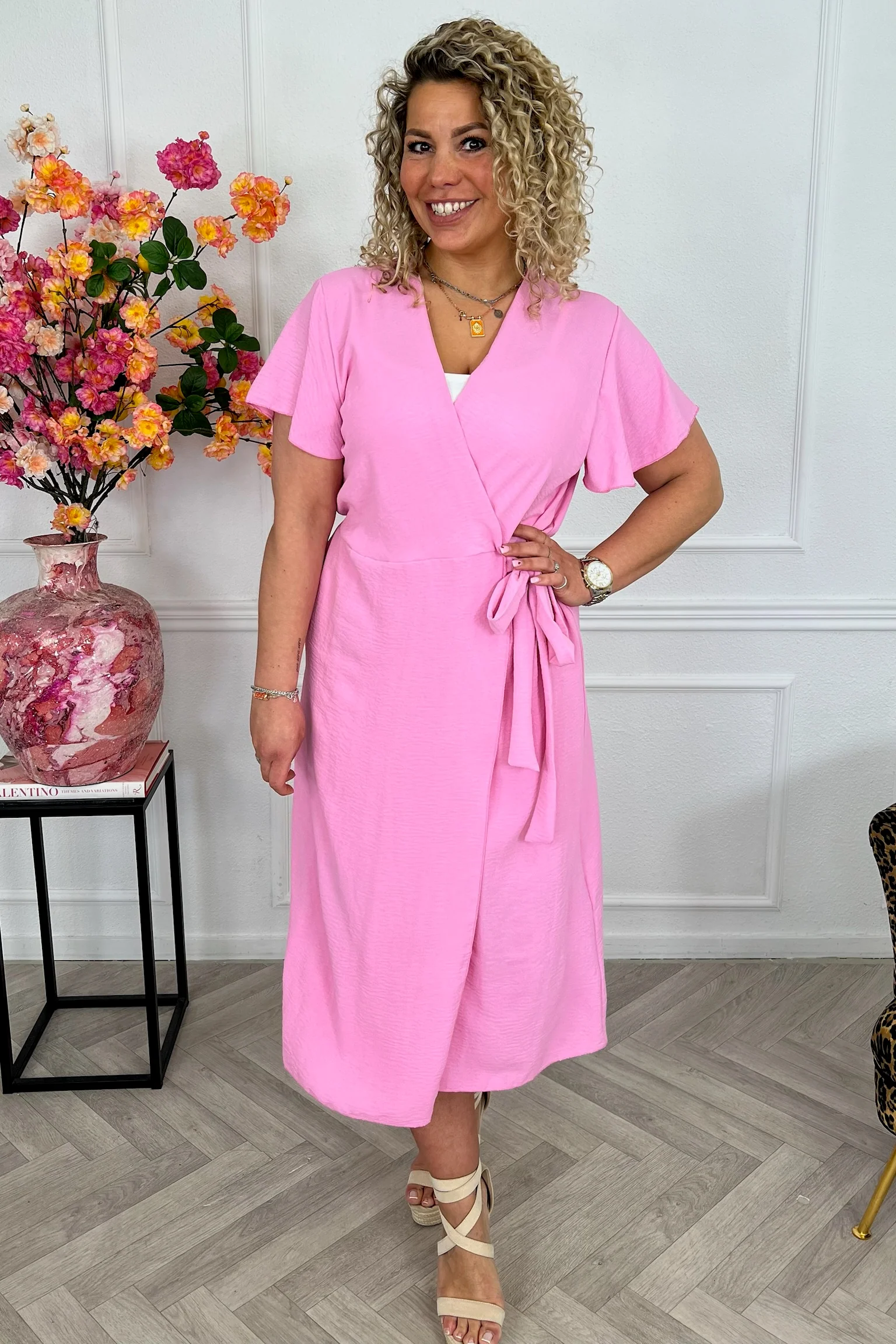 Milano Maxi Wrap Dress - Pink - Image 2