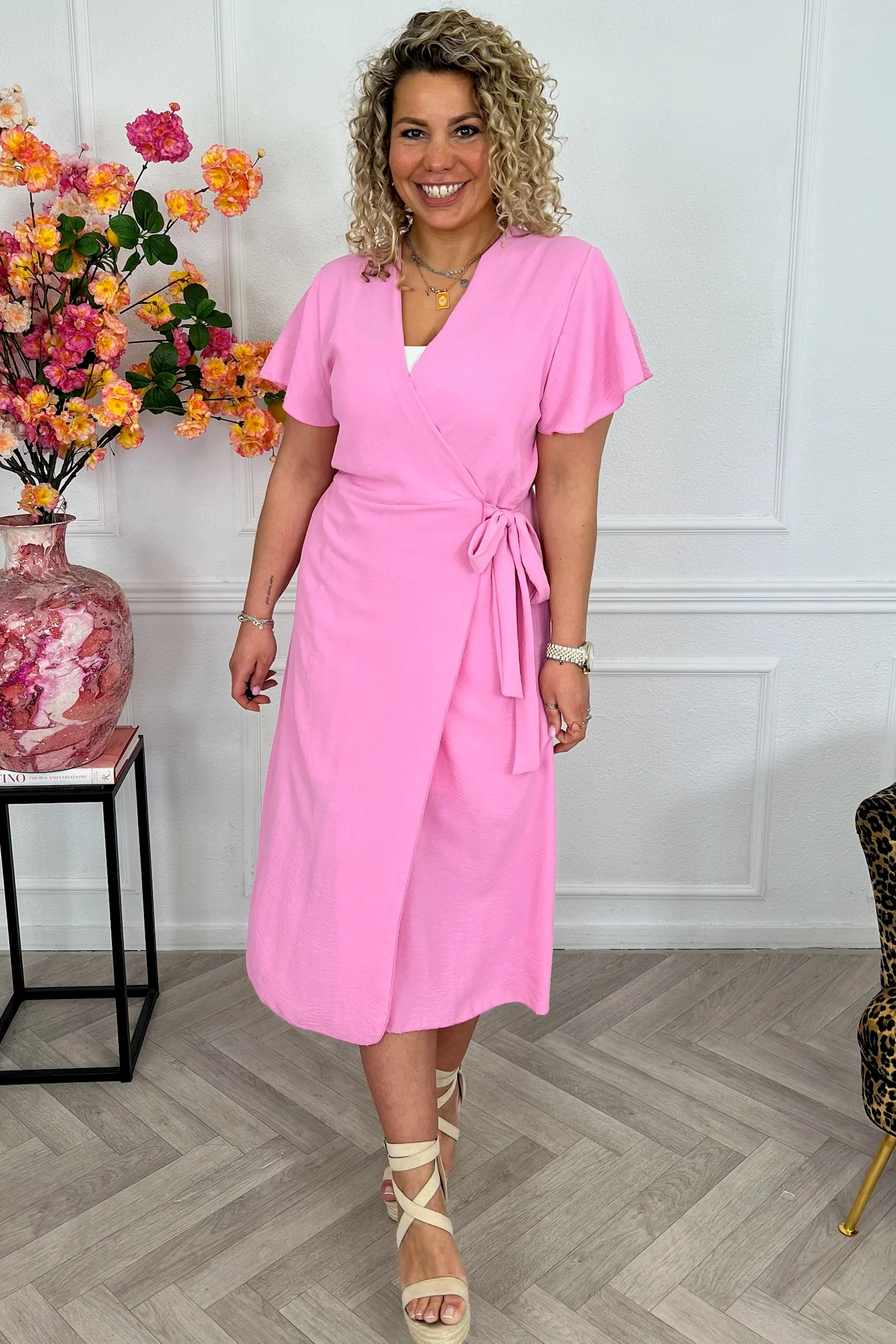 Milano Maxi Wrap Dress - Pink - Image 3