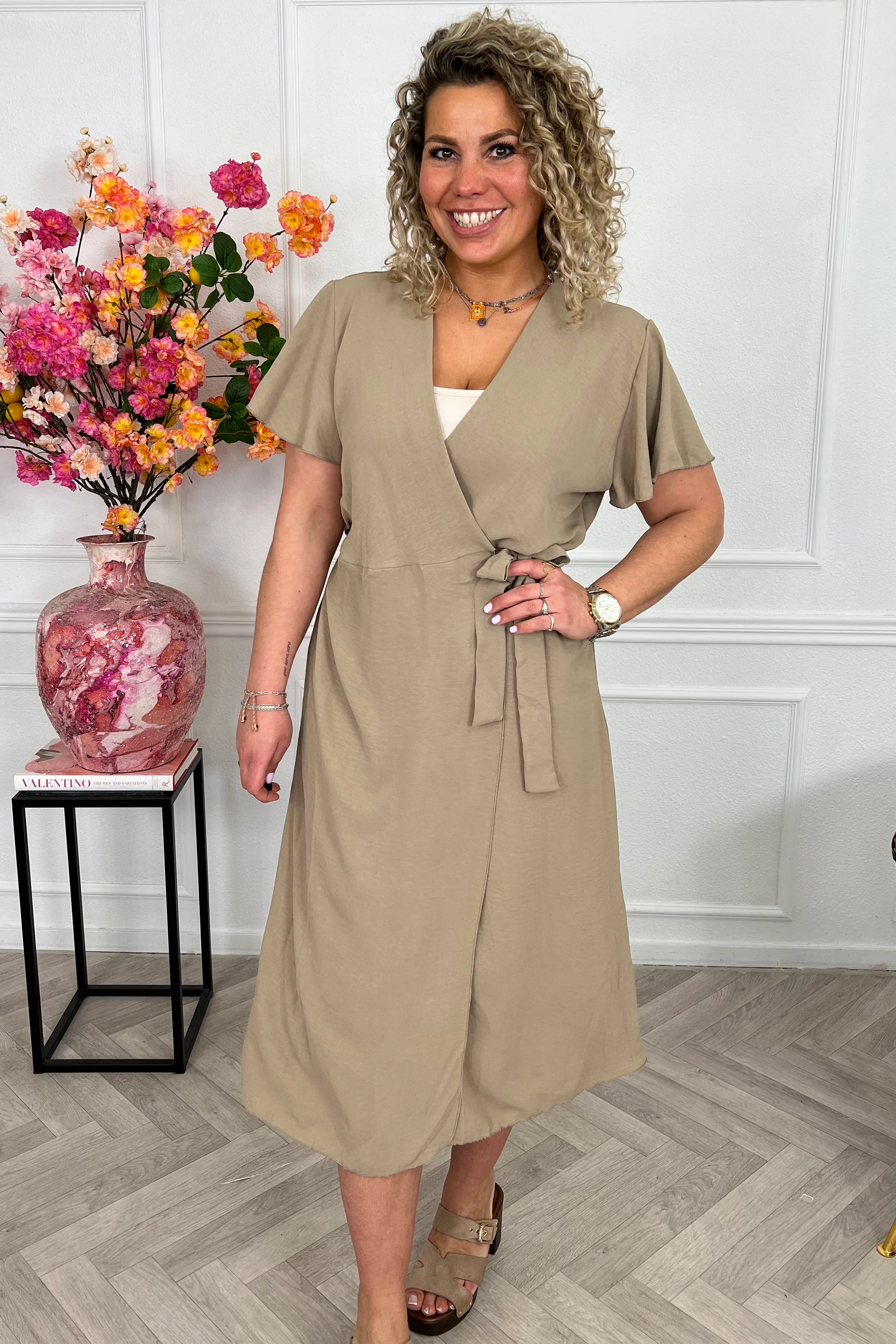 Milano Maxi Wrap Dress - Taupe - Image 4