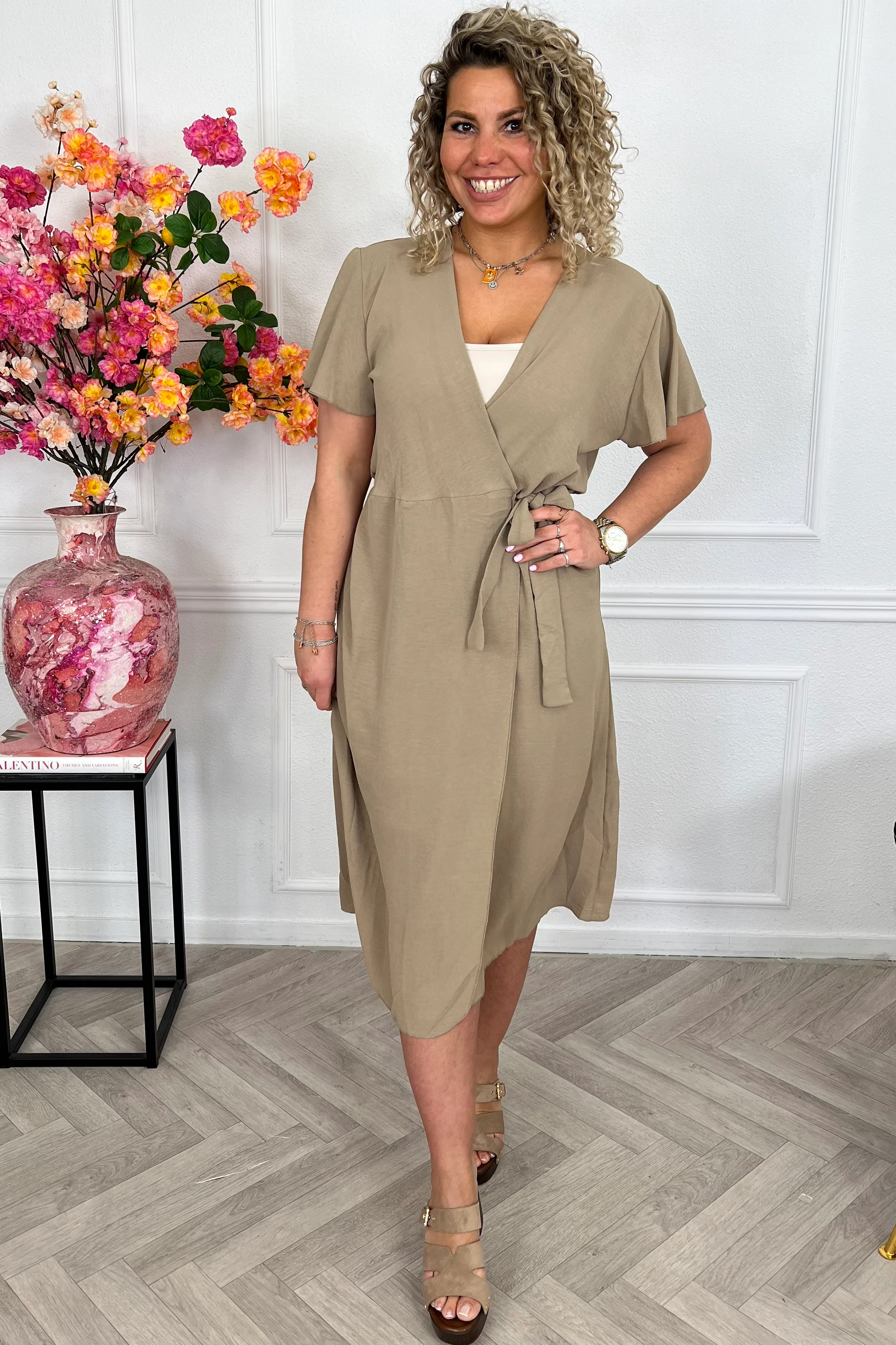 Milano Maxi Wrap Dress - Taupe - Image 5
