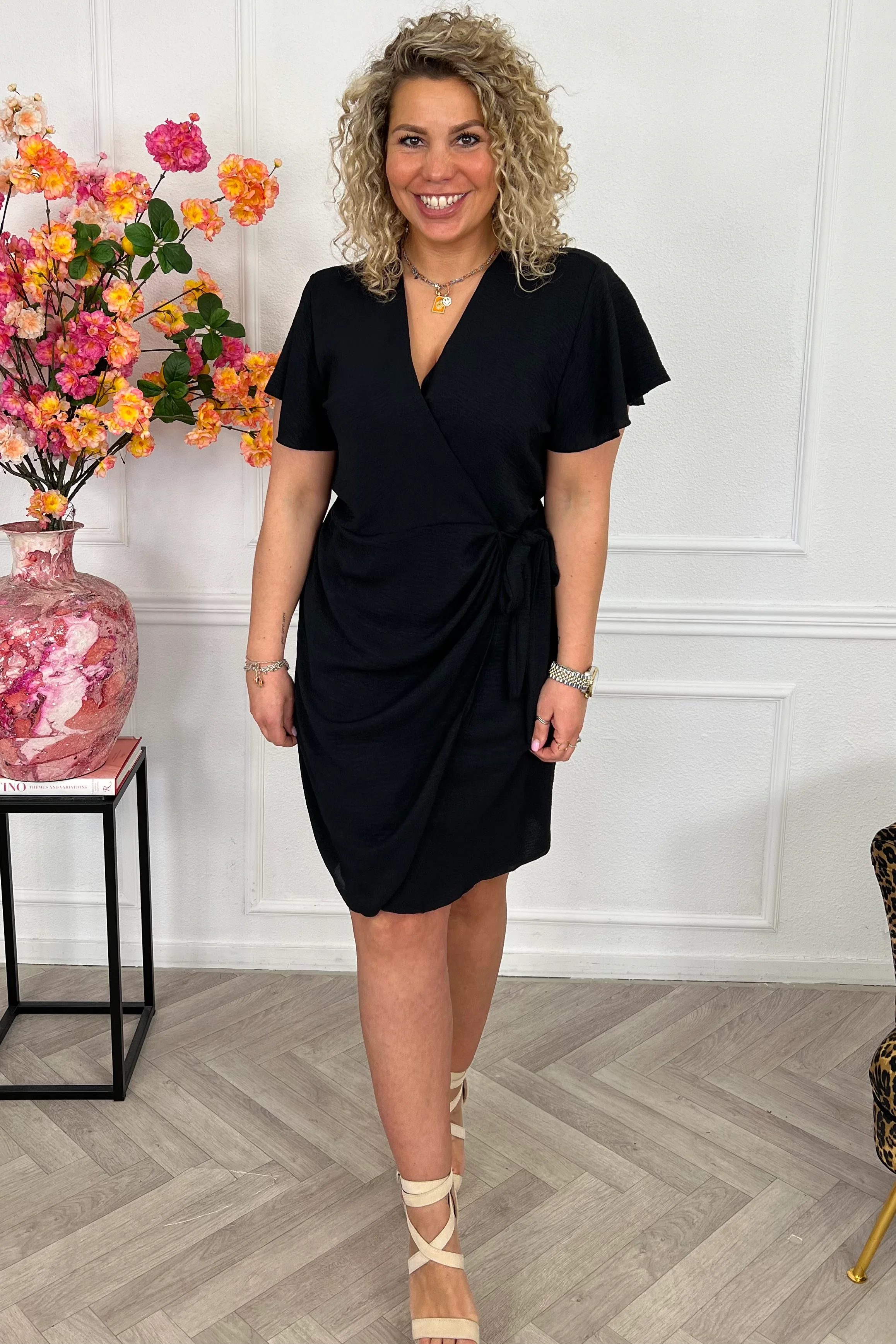 Milano Short Wrap Dress - Black
