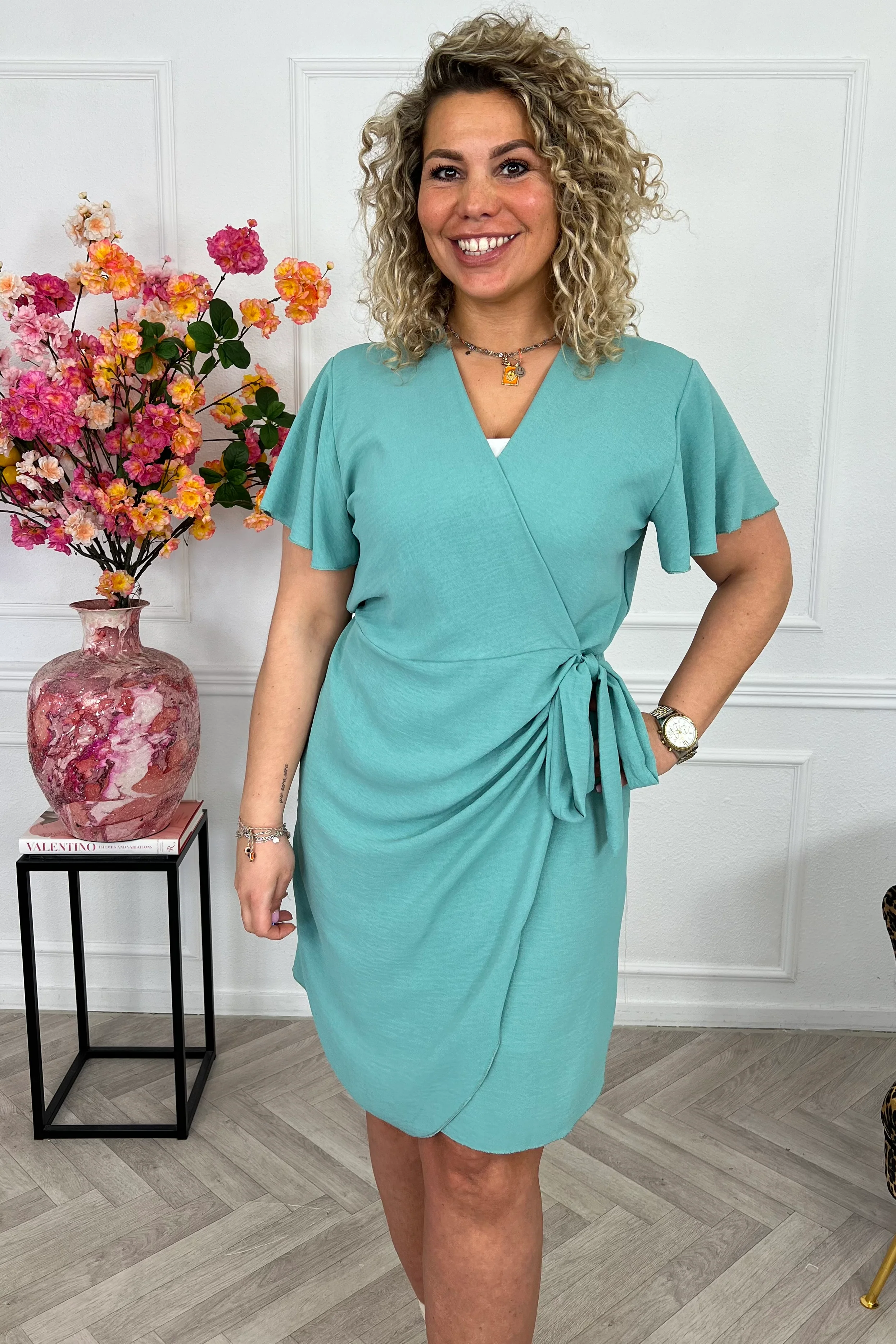 Milano Short Wrap Dress - Light Green