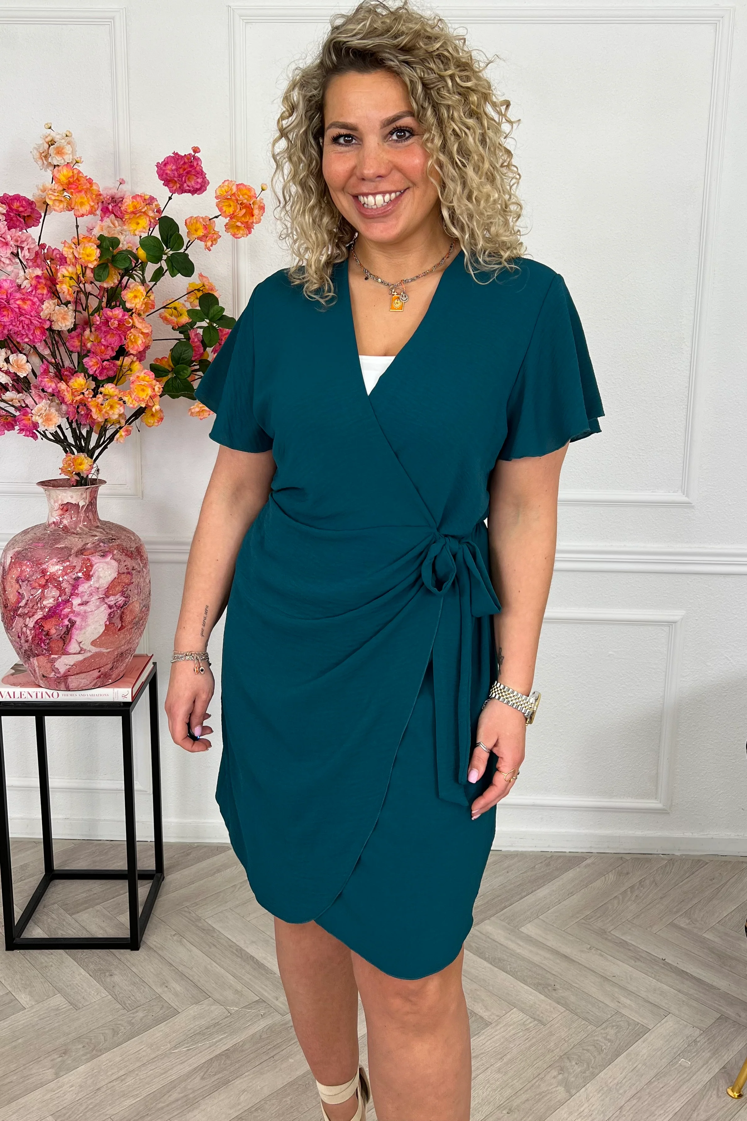 Milano Short Wrap Dress - Petrol