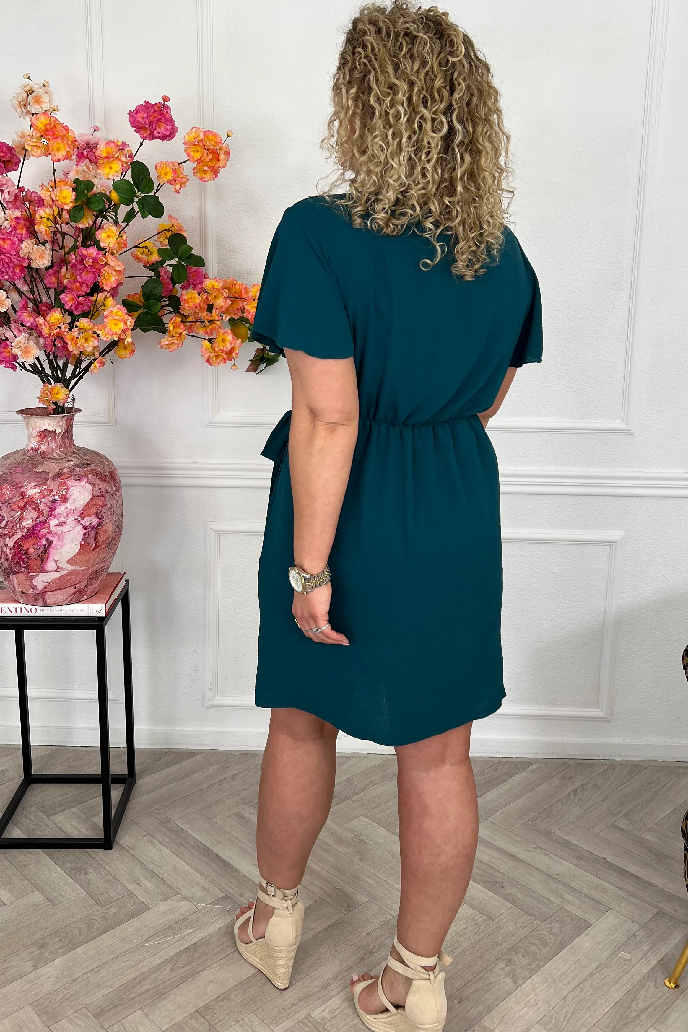 Milano Short Wrap Dress - Petrol - Image 3