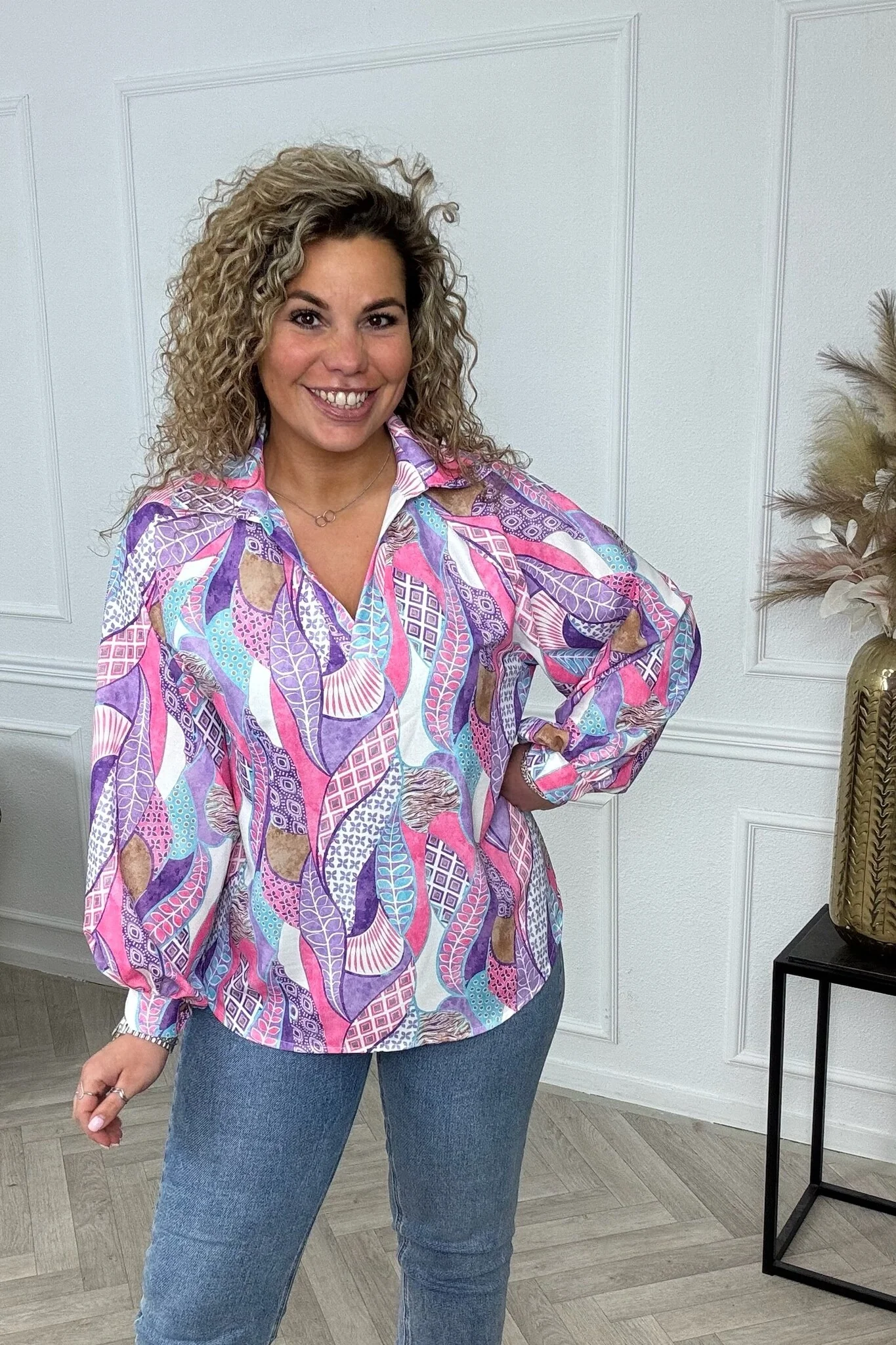 Multicolor Spring Blouse - Lila/Pink - Image 2