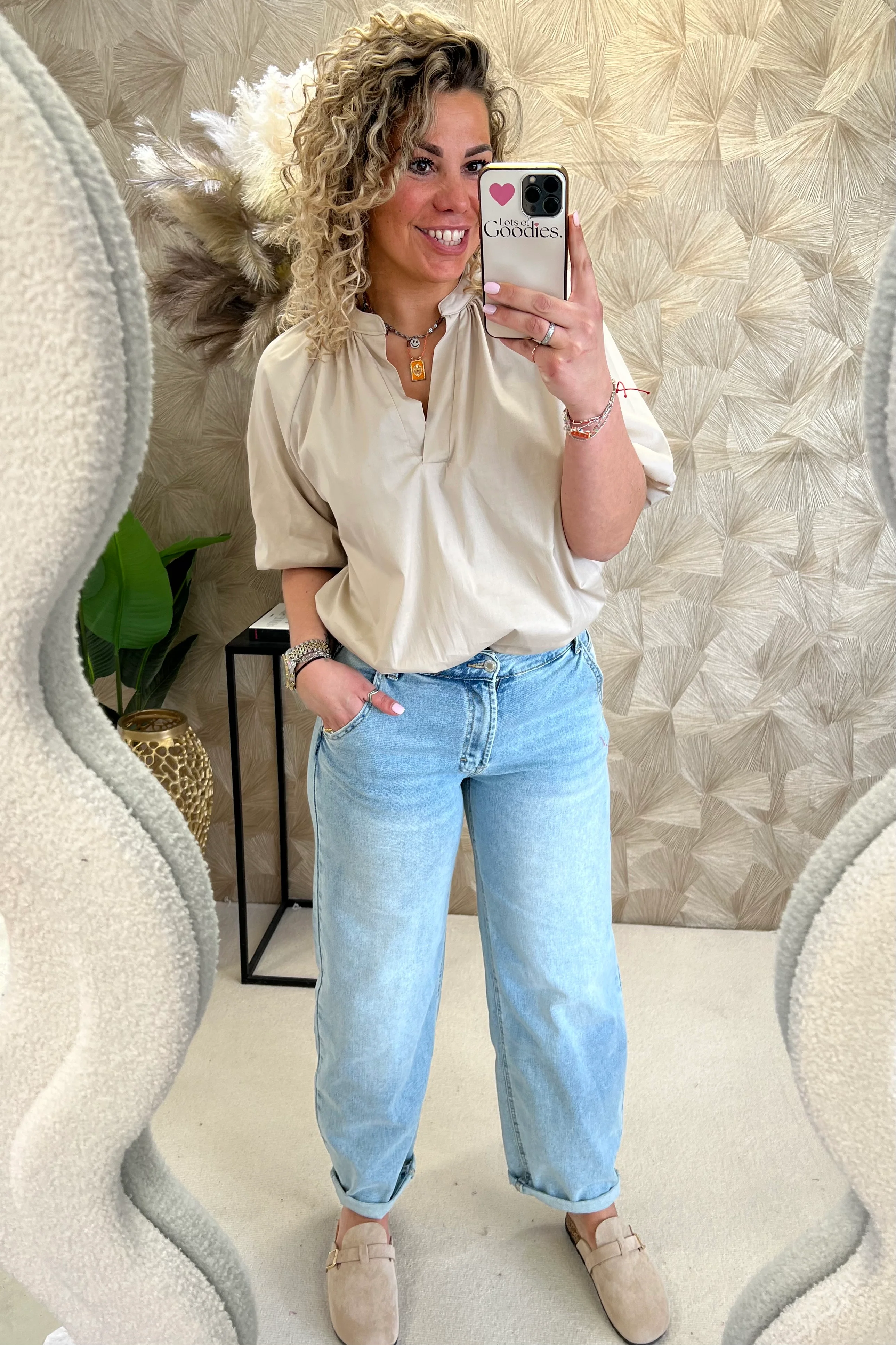 Musthave Balloon Sleeve Blouse - Beige