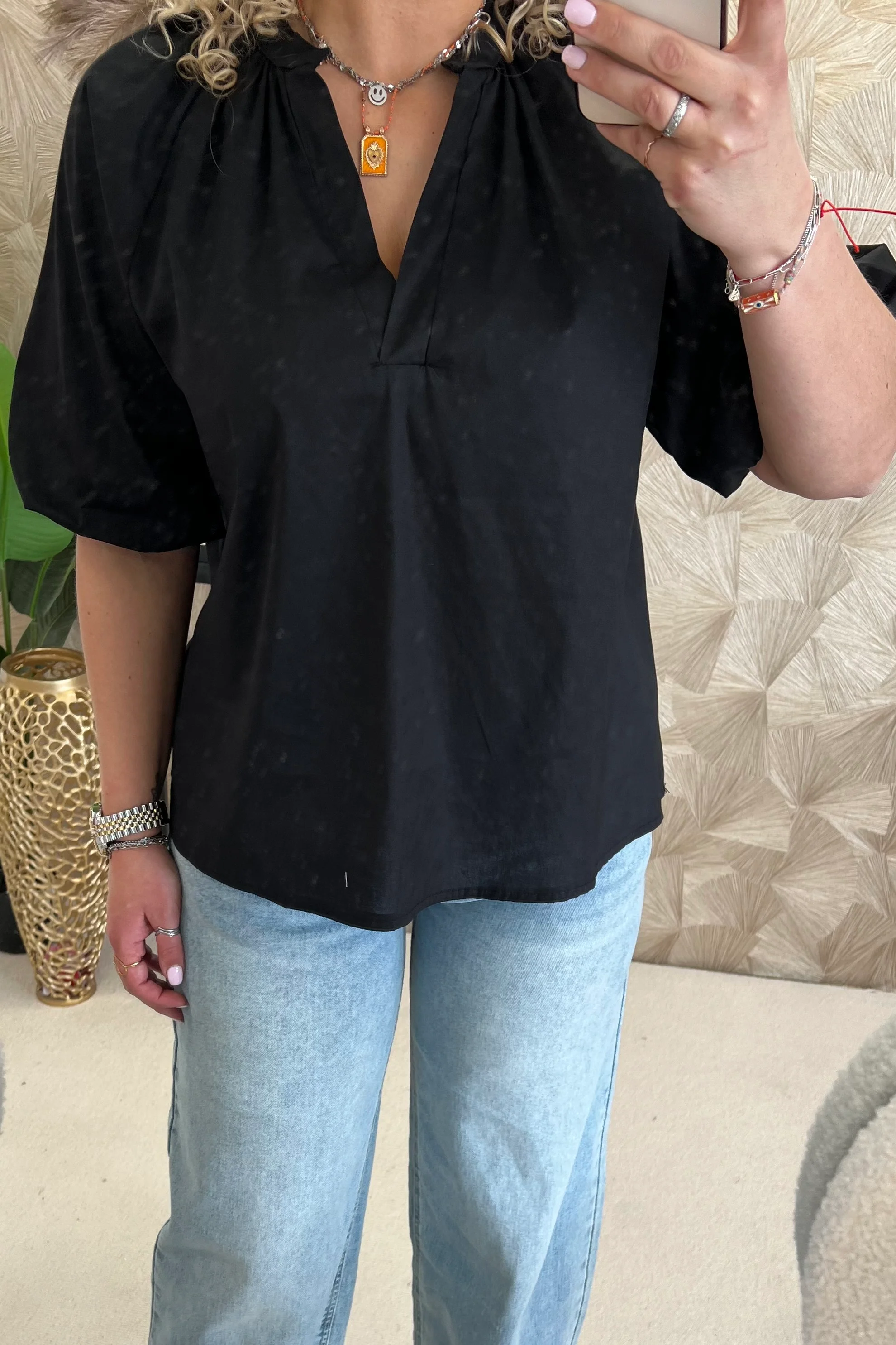 Musthave Balloon Sleeve Blouse - Black - Image 2