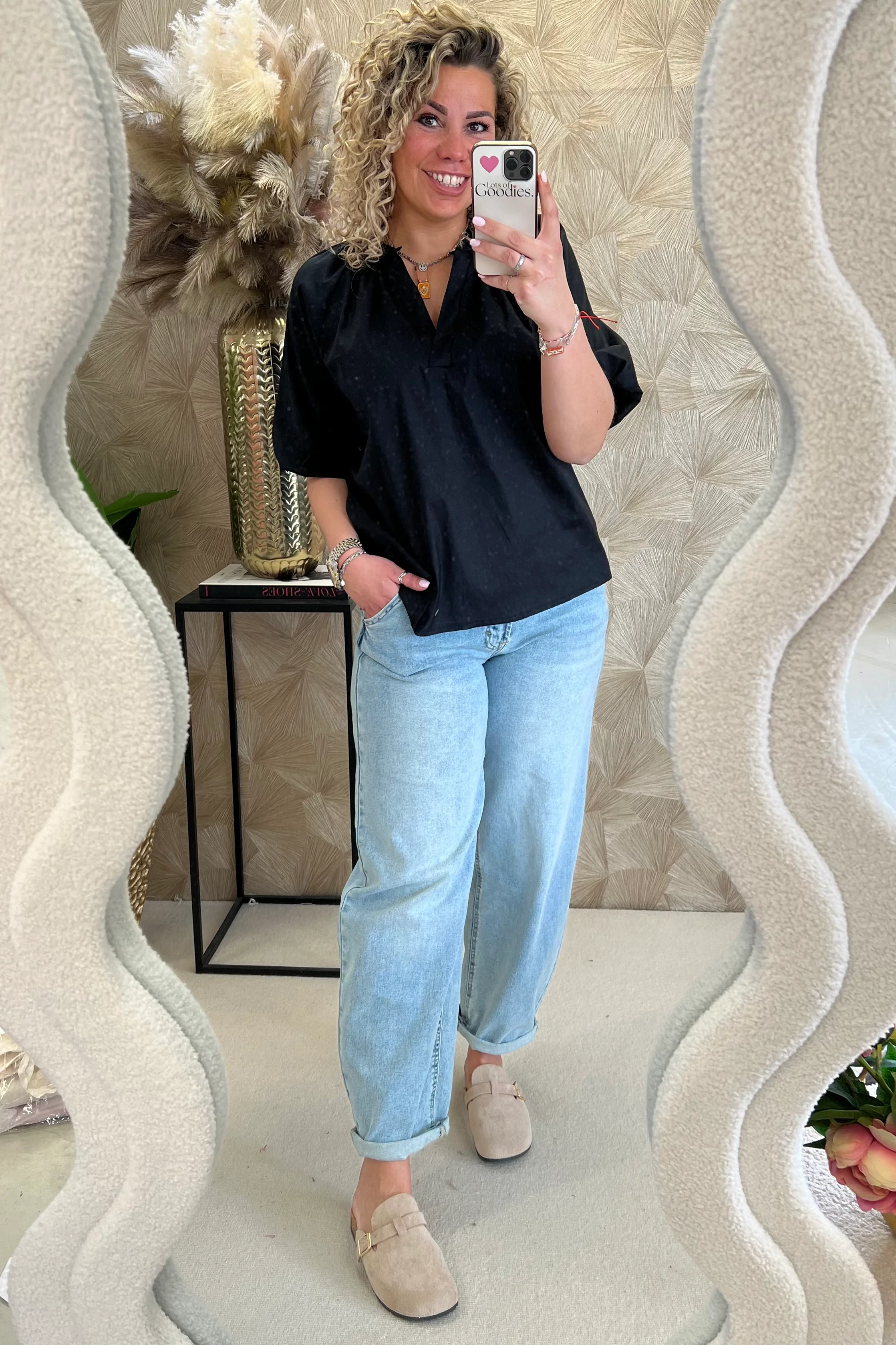 Musthave Balloon Sleeve Blouse - Black - Image 4