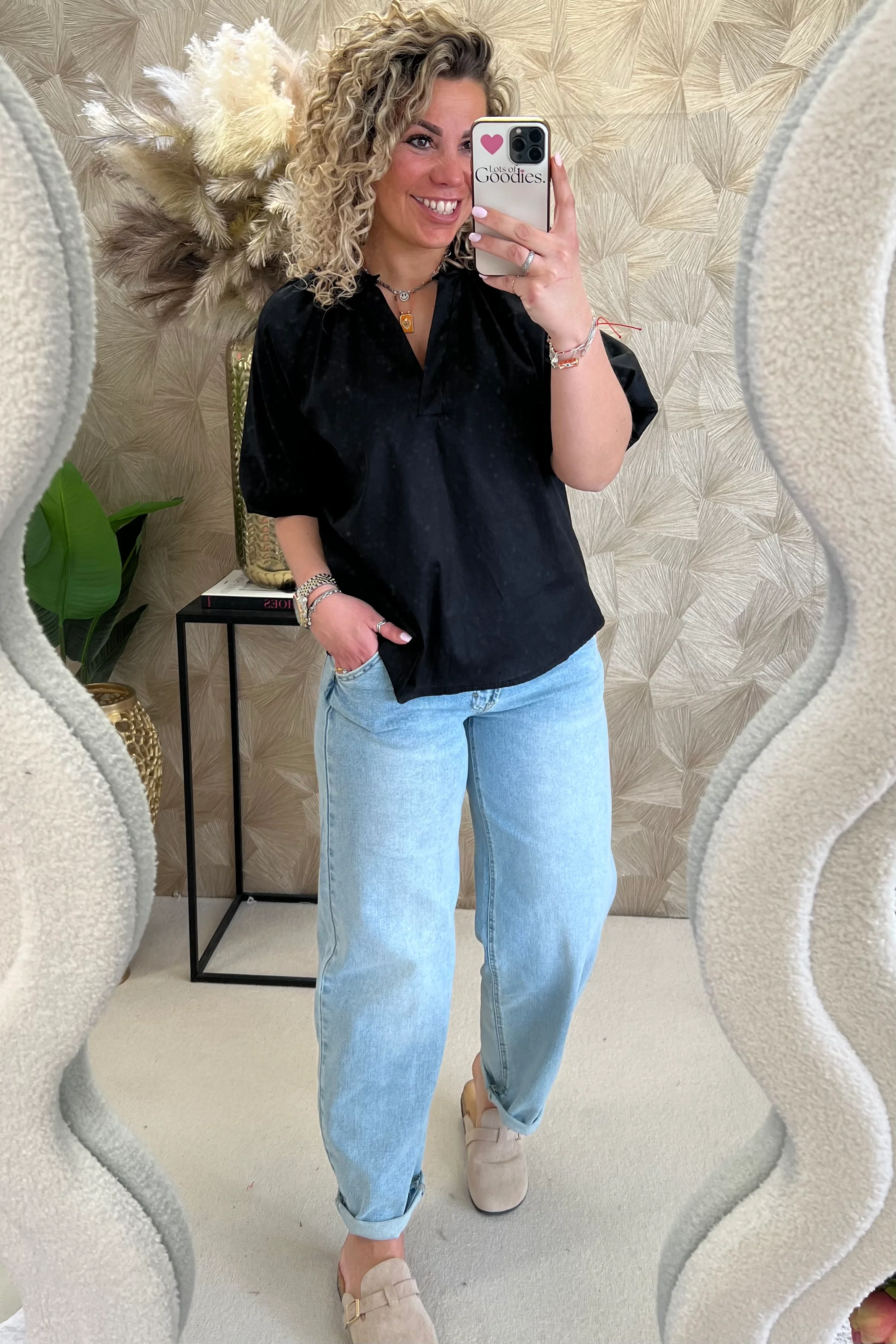 Musthave Balloon Sleeve Blouse - Black - Image 5