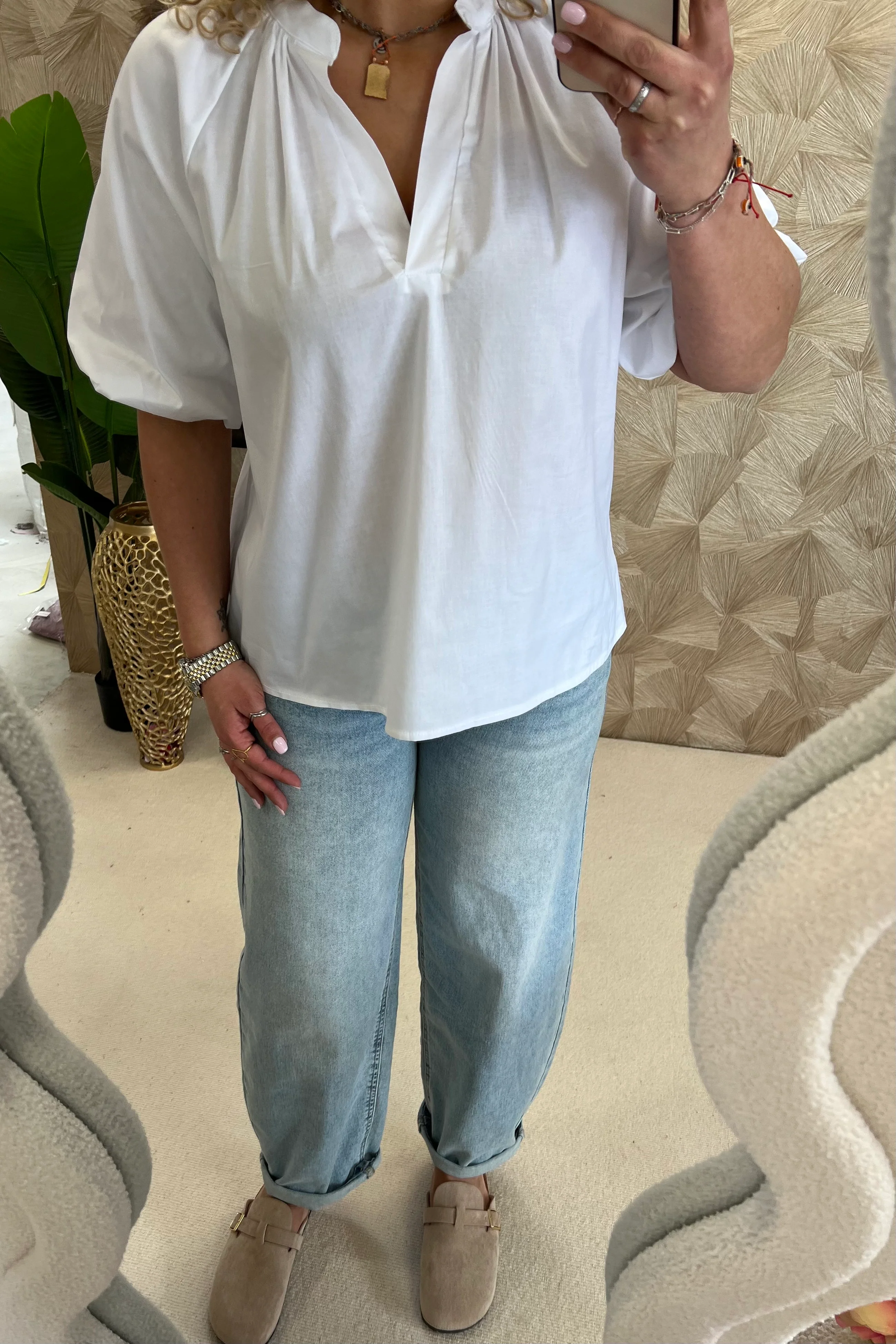 Musthave Balloon Sleeve Blouse - White - Image 5