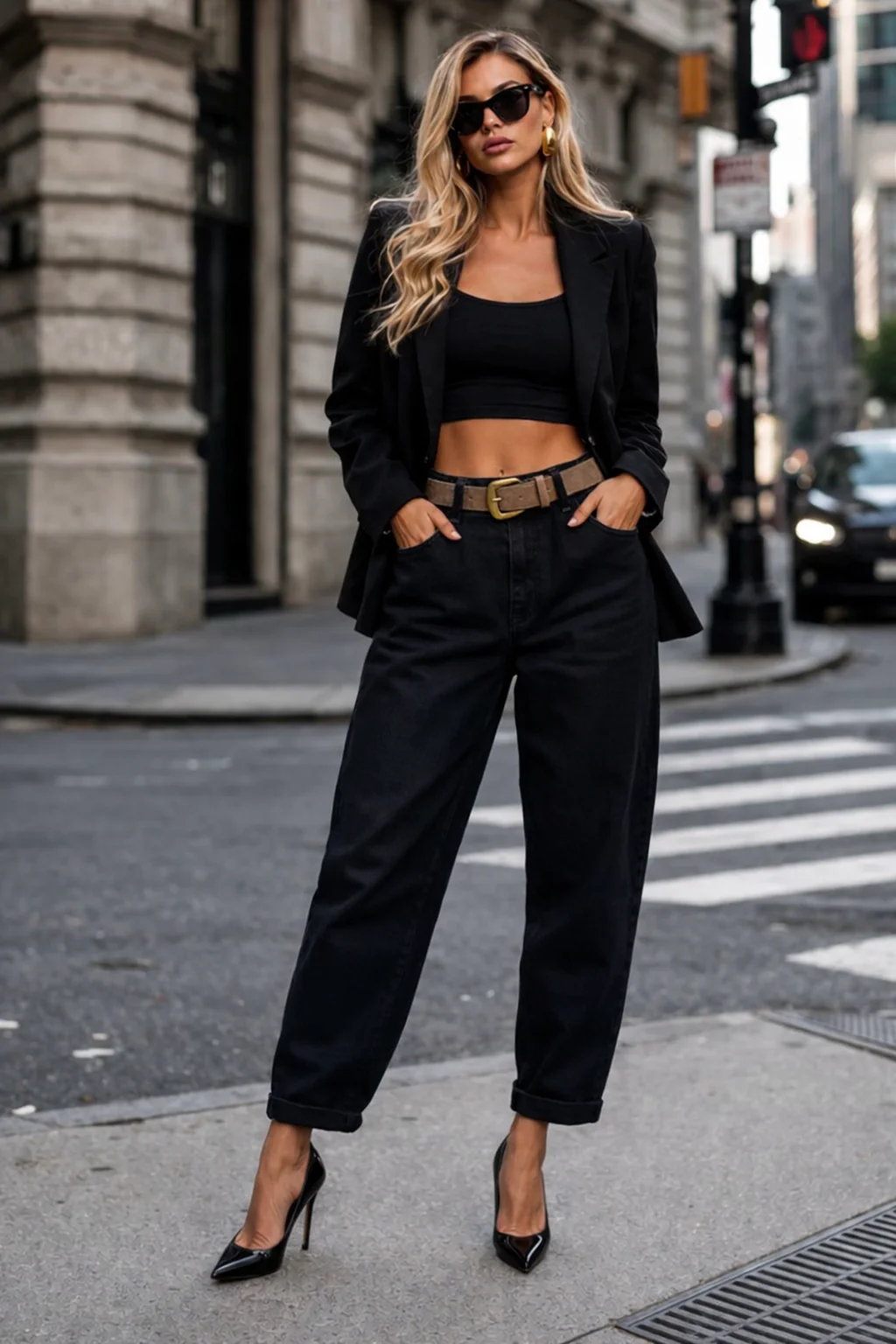 Musthave Barrel Belt Jeans - Black