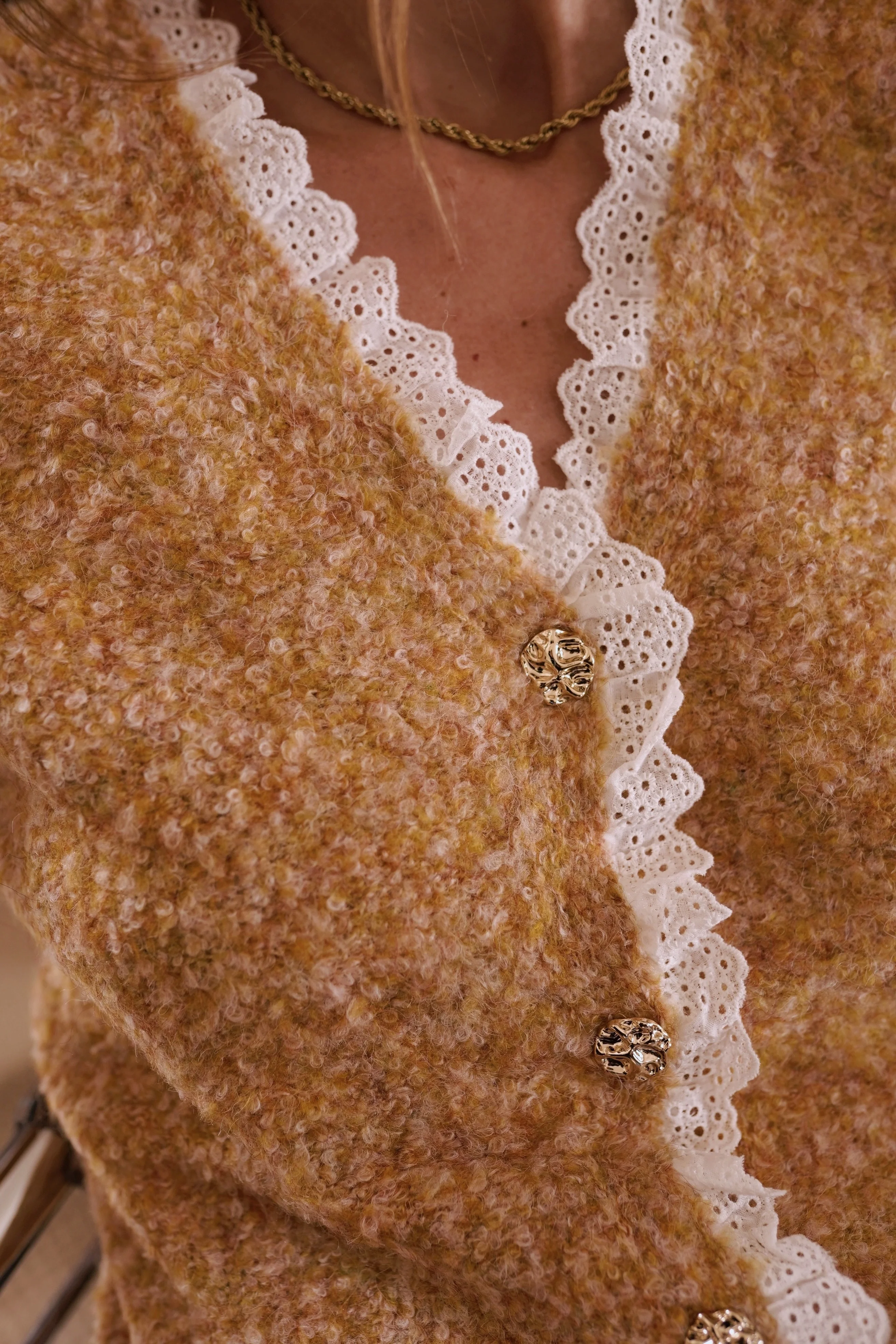 Gaby Broderie Cardigan - Camel - Image 3
