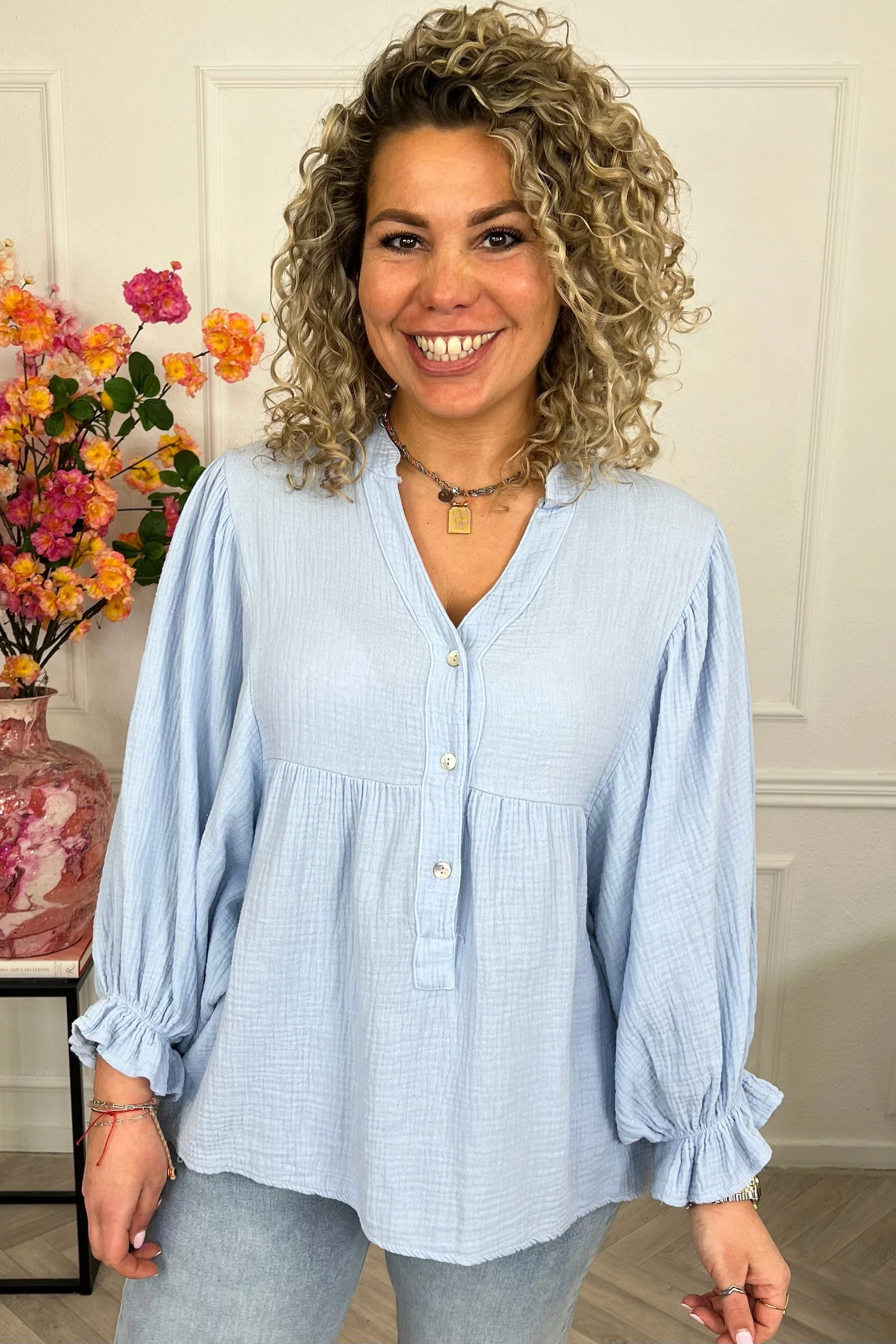 Musthave Casual Cotton Blouse - Light Blue