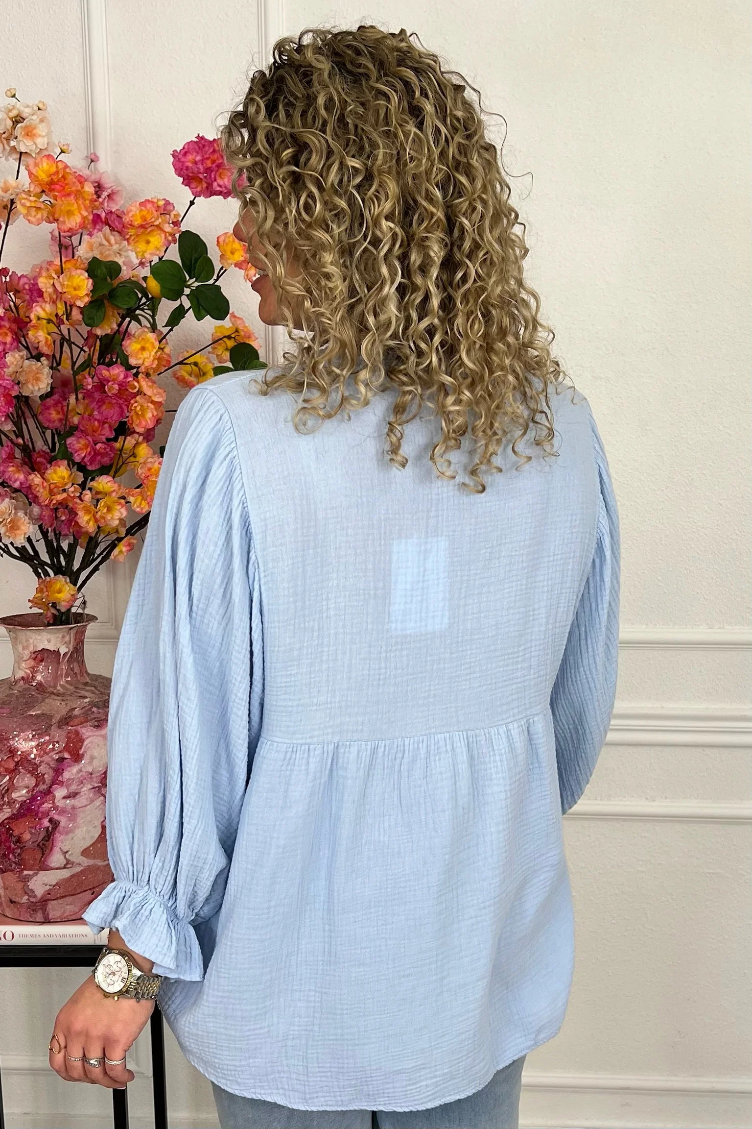 Musthave Casual Cotton Blouse - Light Blue - Image 2