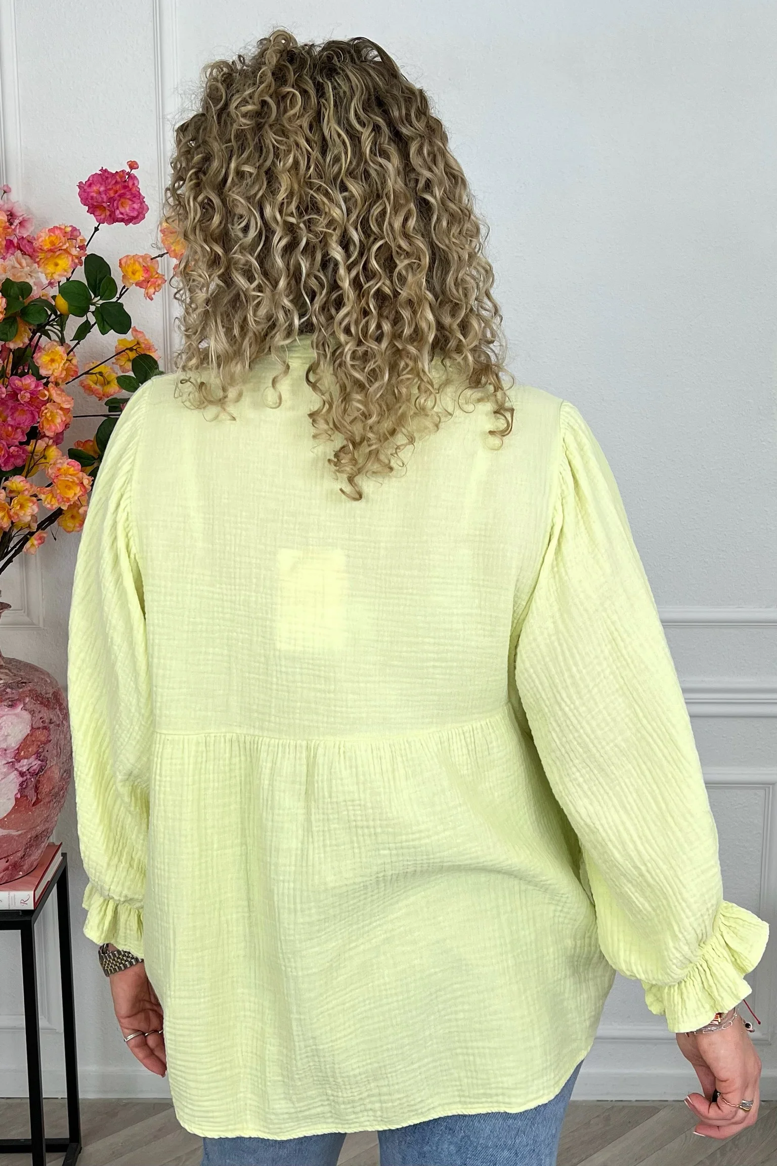 Musthave Casual Cotton Blouse - Lime - Image 4