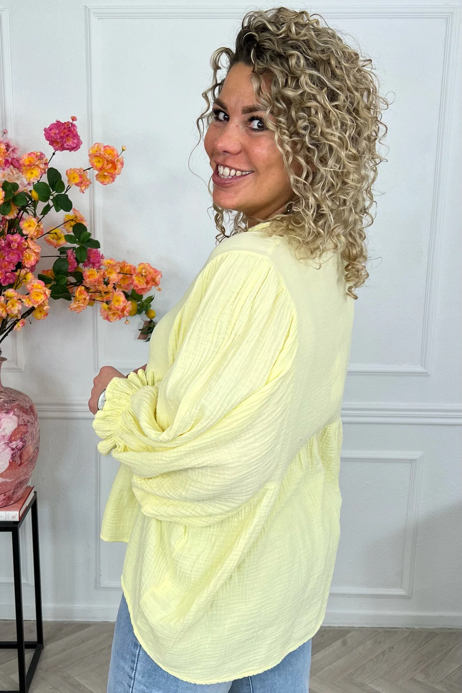 Musthave Casual Cotton Blouse - Yellow - Image 3