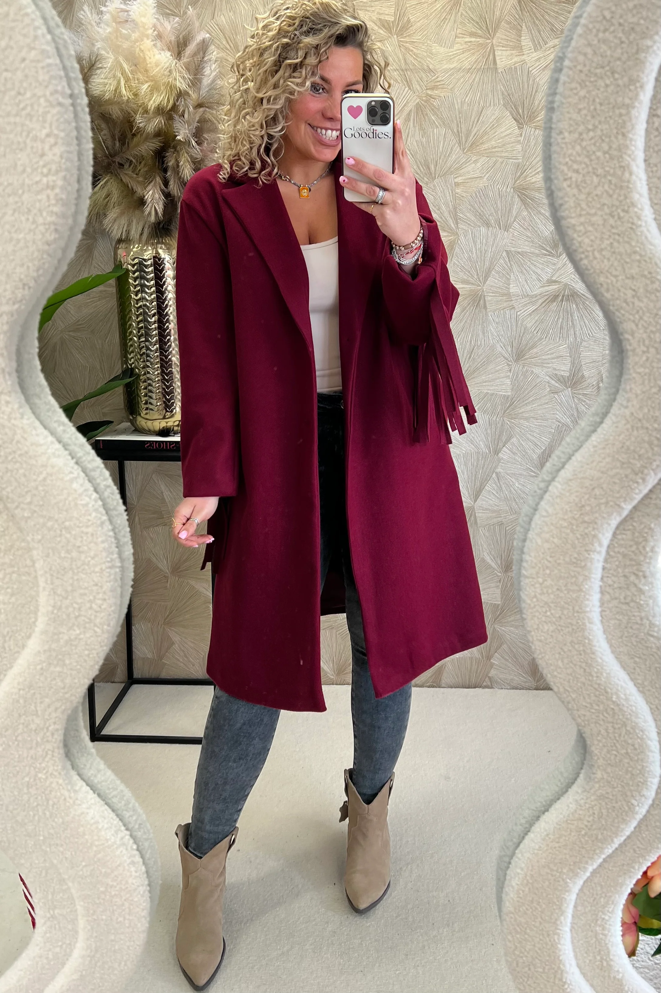 Musthave Fringe Coat - Bordeaux - Image 2