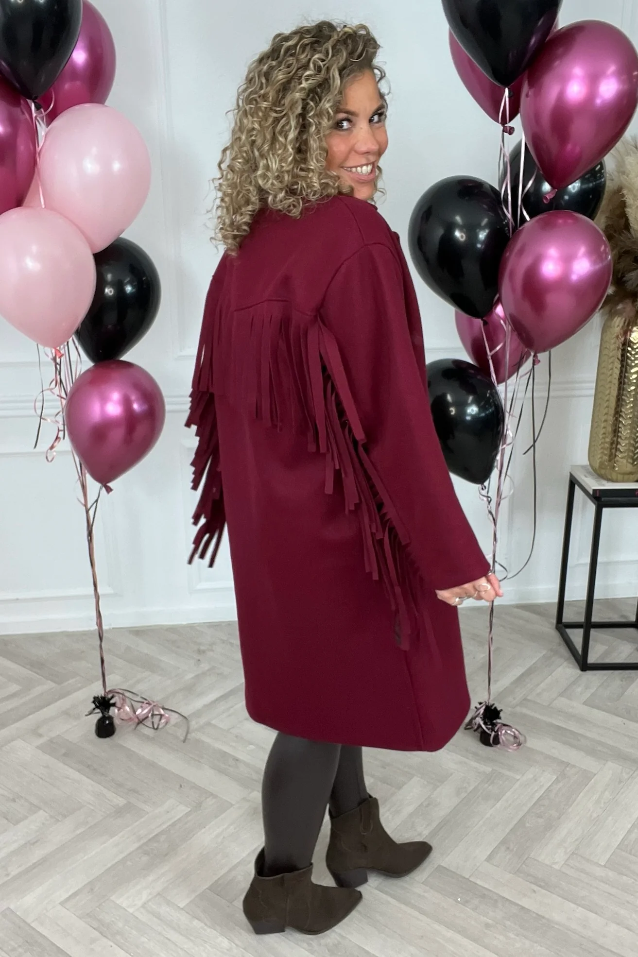 Musthave Fringe Coat - Bordeaux - Image 3