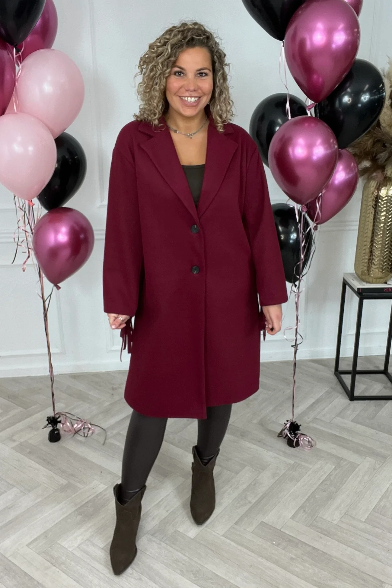 Musthave Fringe Coat - Bordeaux - Image 4