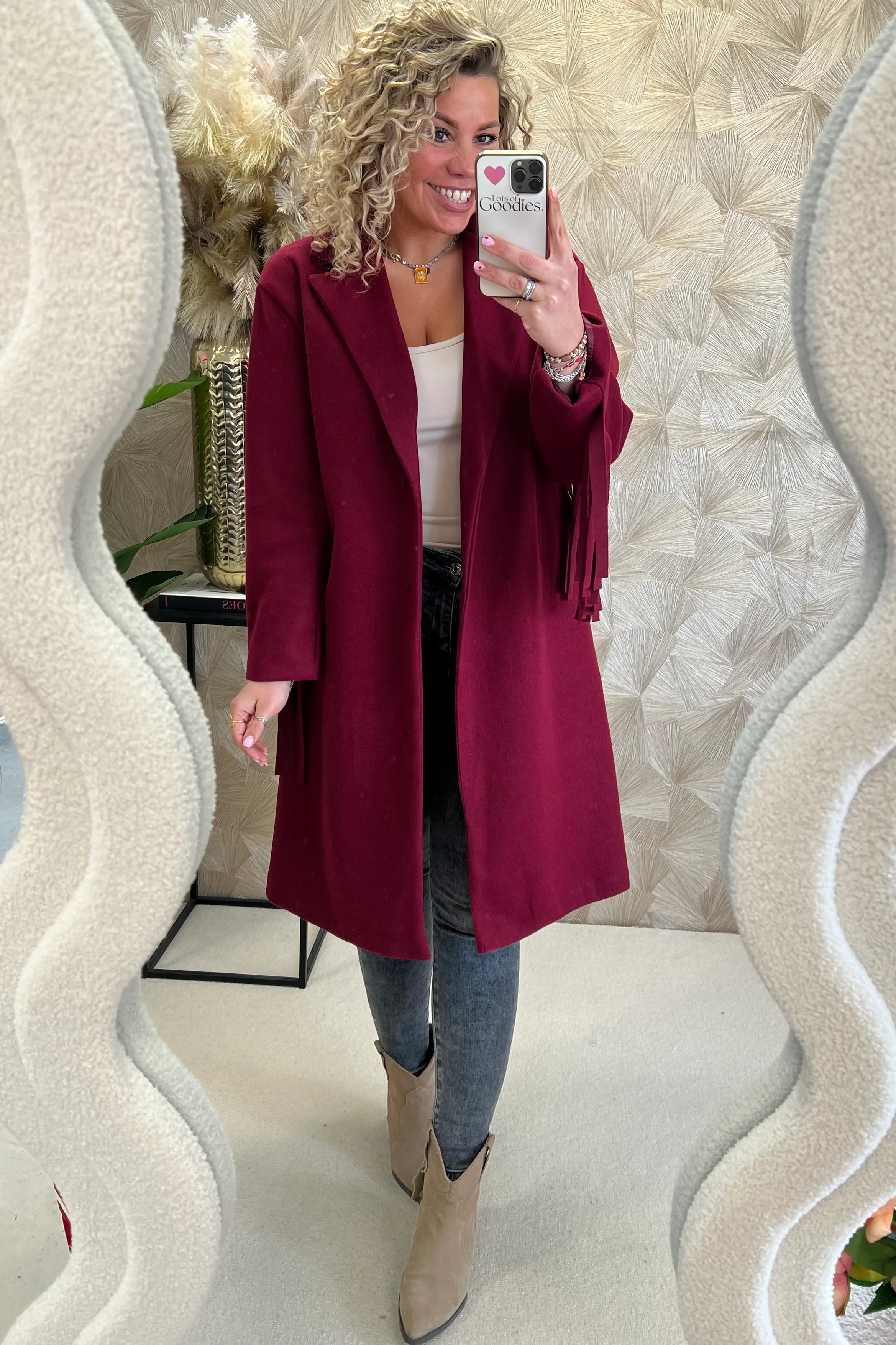 Musthave Fringe Coat - Bordeaux - Image 6