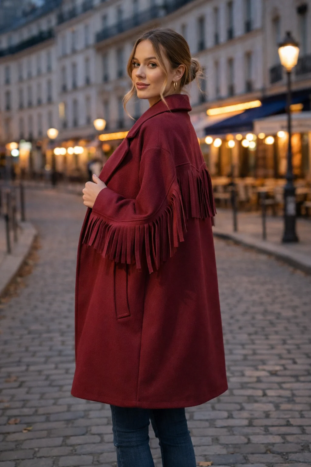 Musthave Fringe Coat - Bordeaux - Image 7
