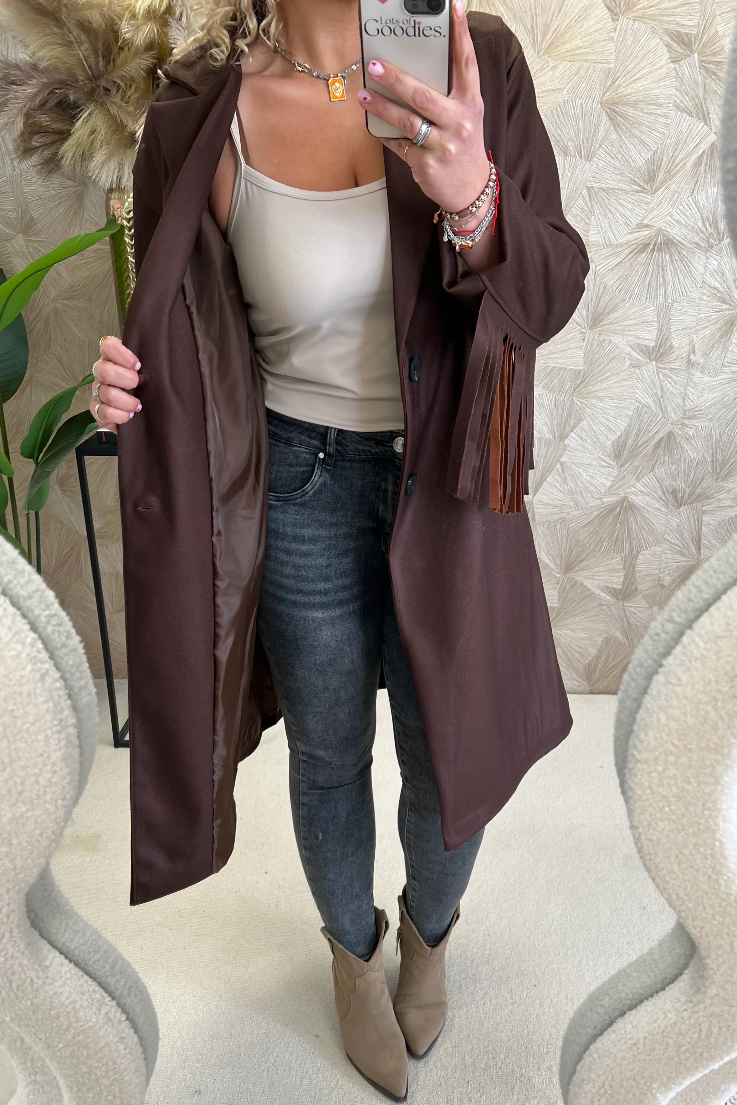 Musthave Fringe Coat - Brown - Image 3