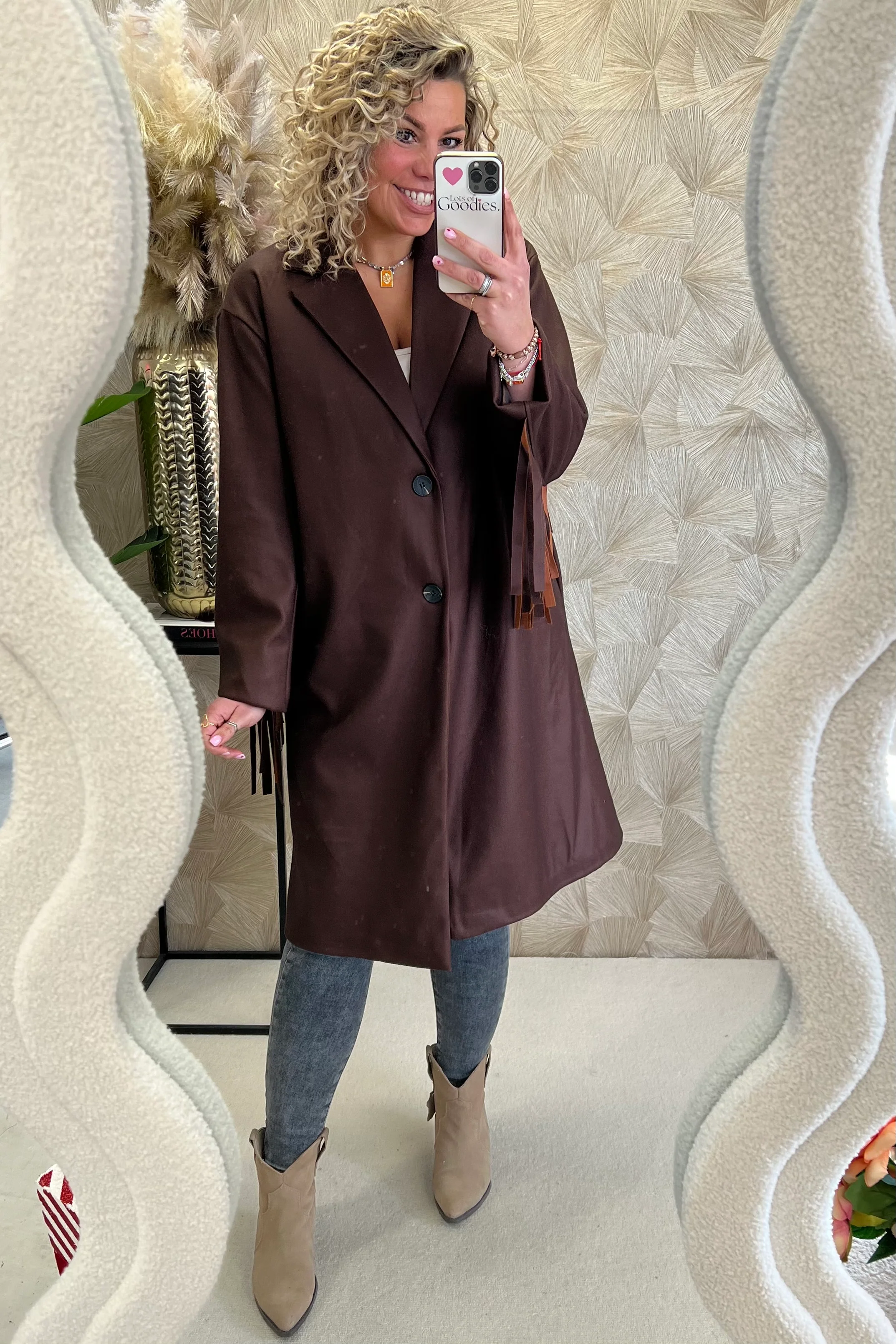 Musthave Fringe Coat - Brown - Image 5