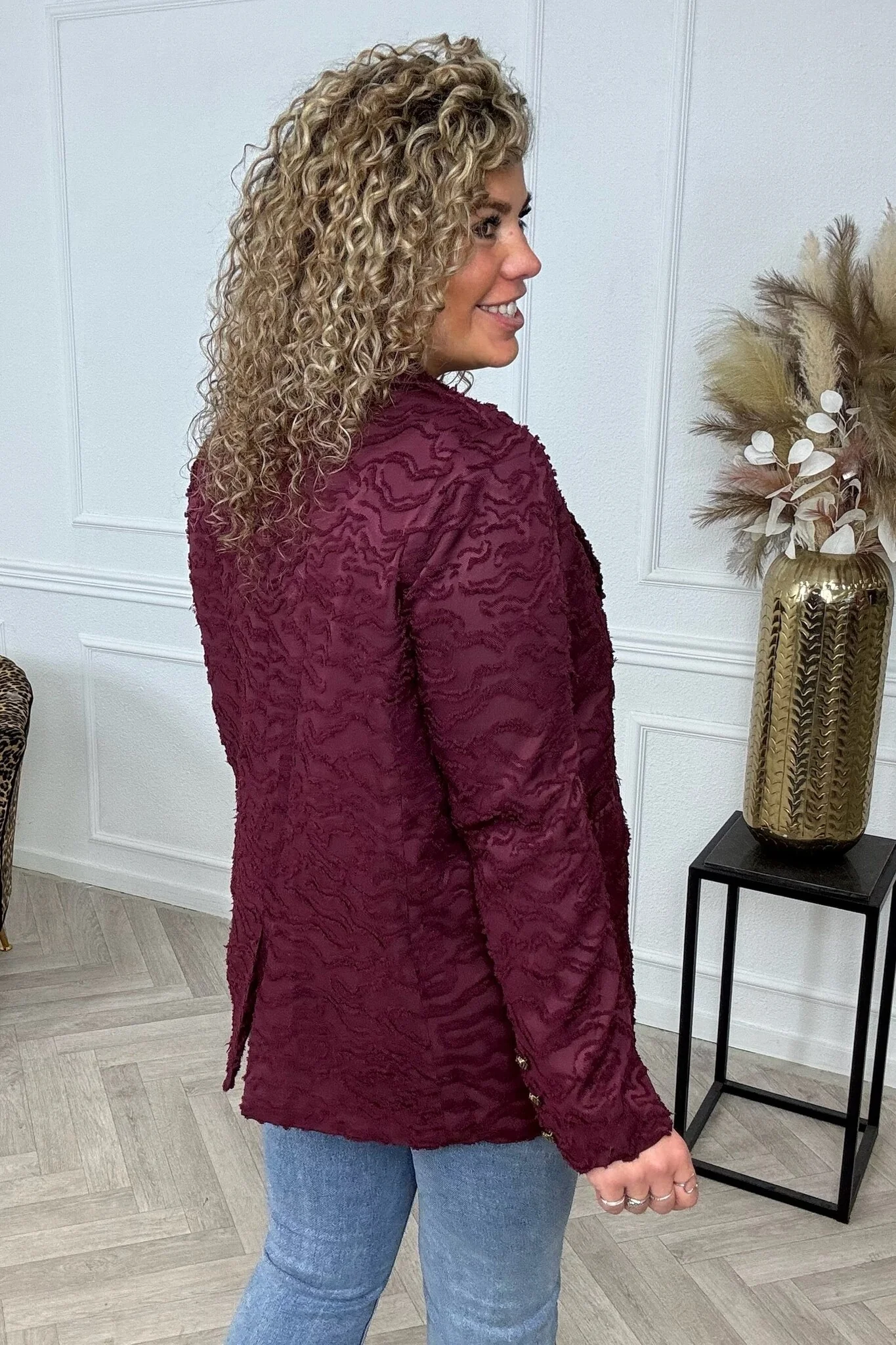 Musthave Jacquard Wavy Blazer - Burgundy - Image 2