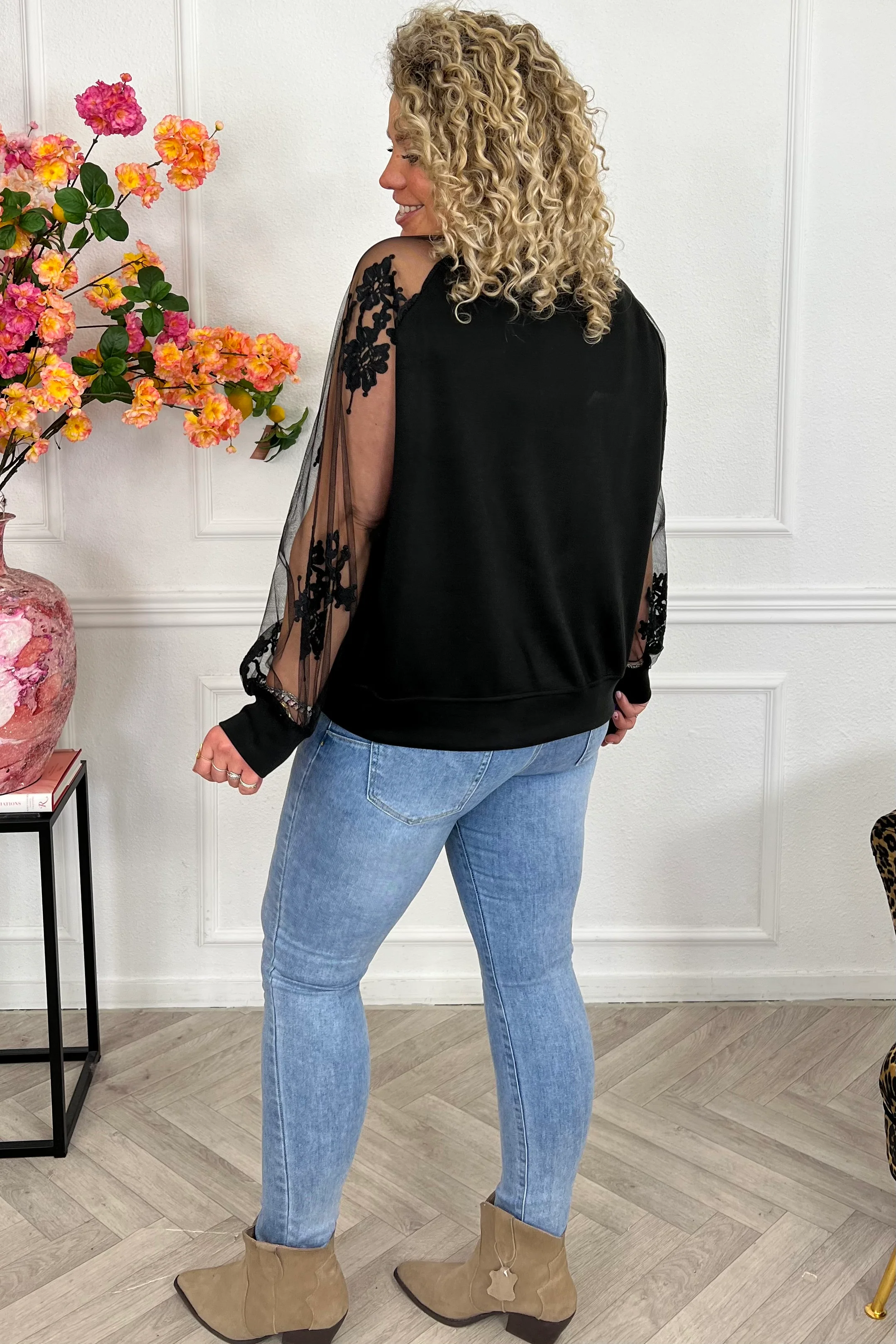 Musthave Lace Sleeve Sweater - Black - Image 2