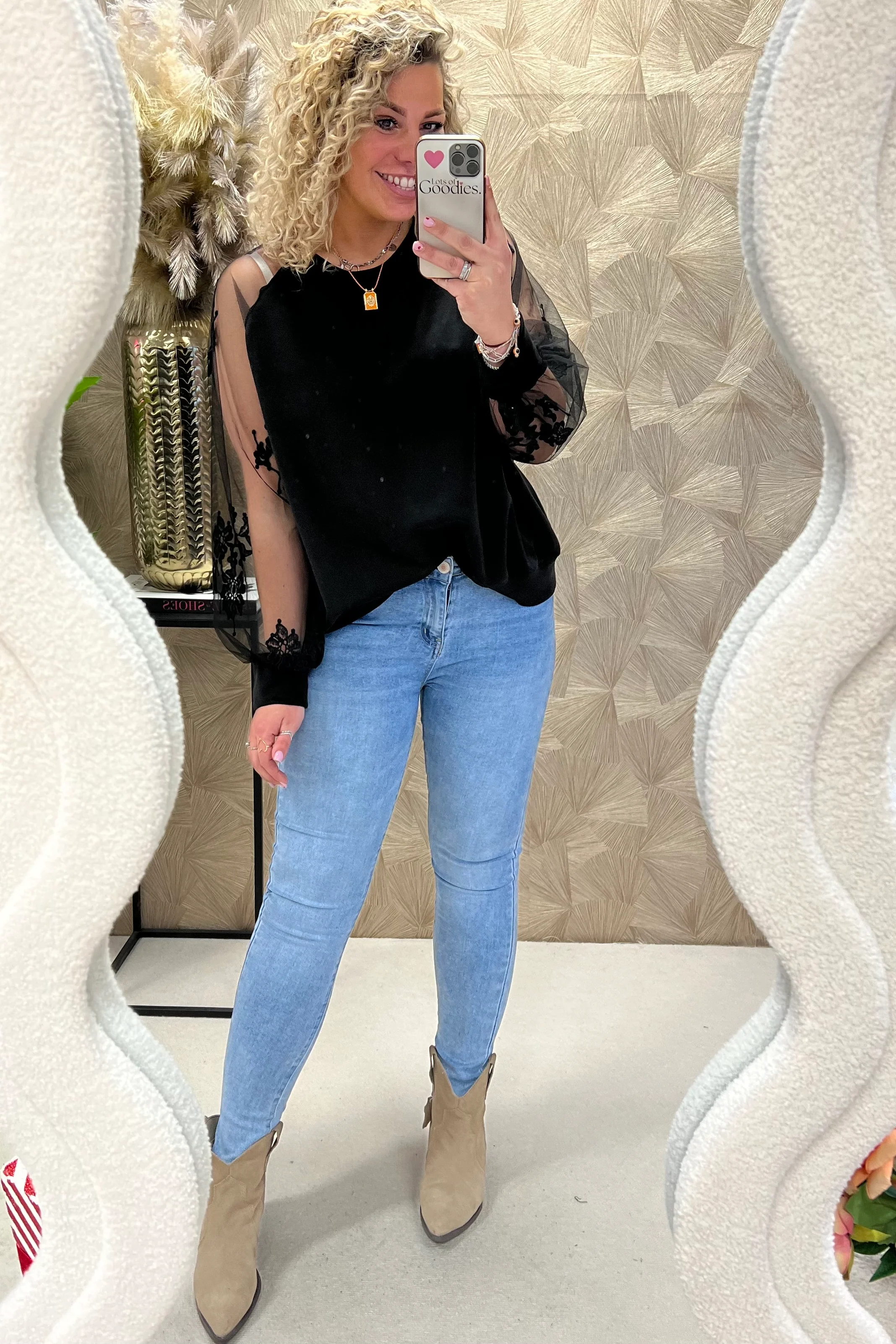Musthave Lace Sleeve Sweater - Black - Image 4