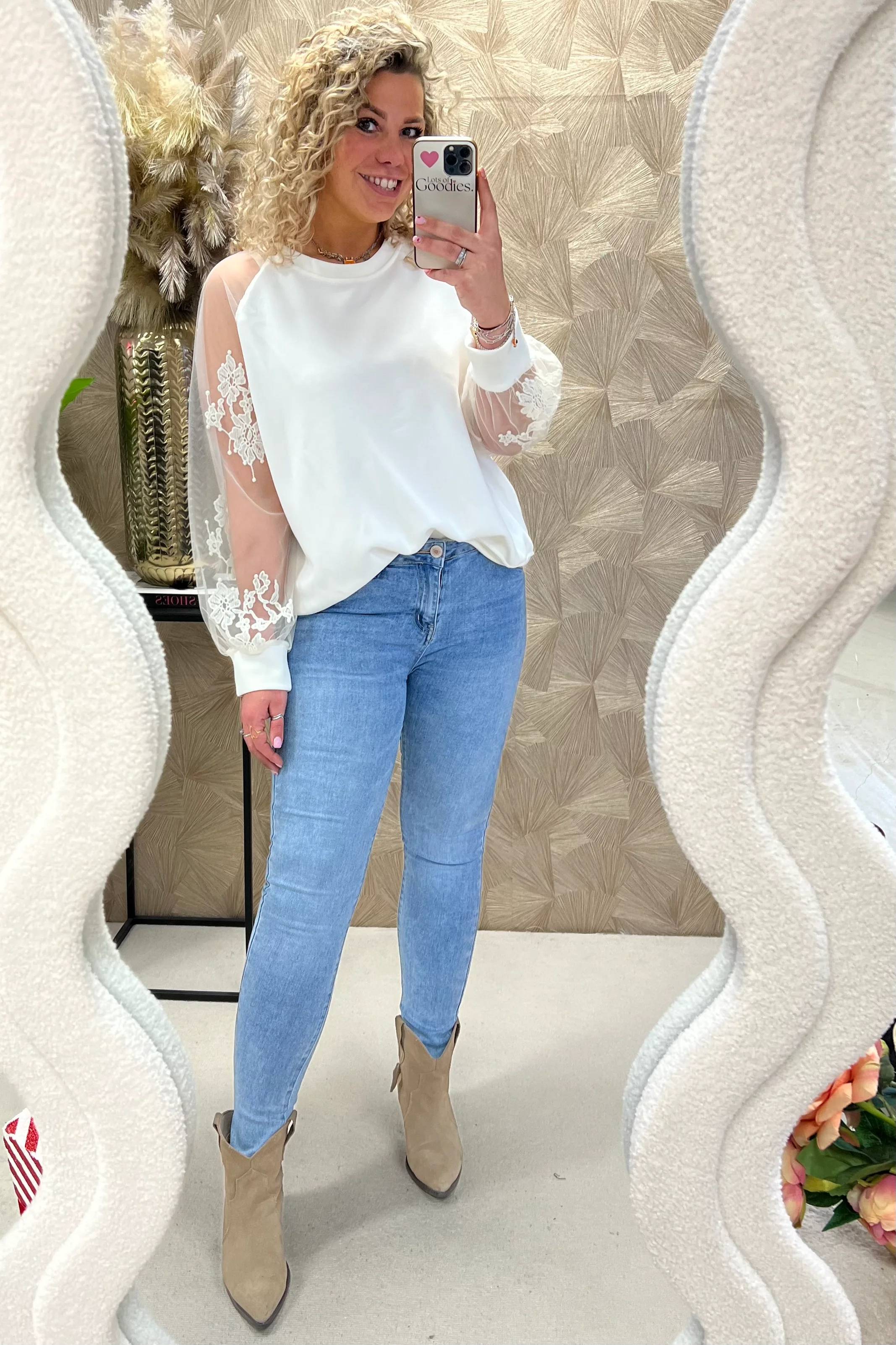 Musthave Lace Sleeve Sweater - Creme - Image 4