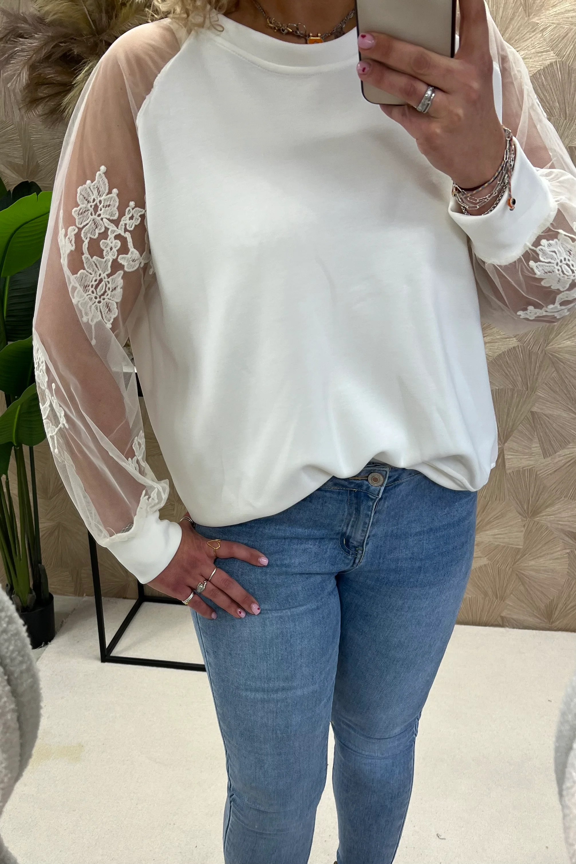 Musthave Lace Sleeve Sweater - Creme - Image 5