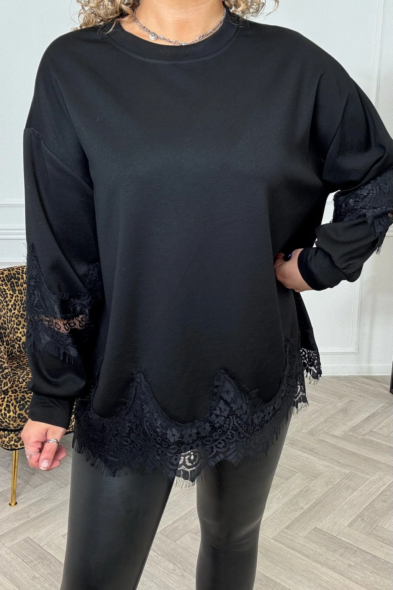 Musthave Lace Sweater - Black - Image 3