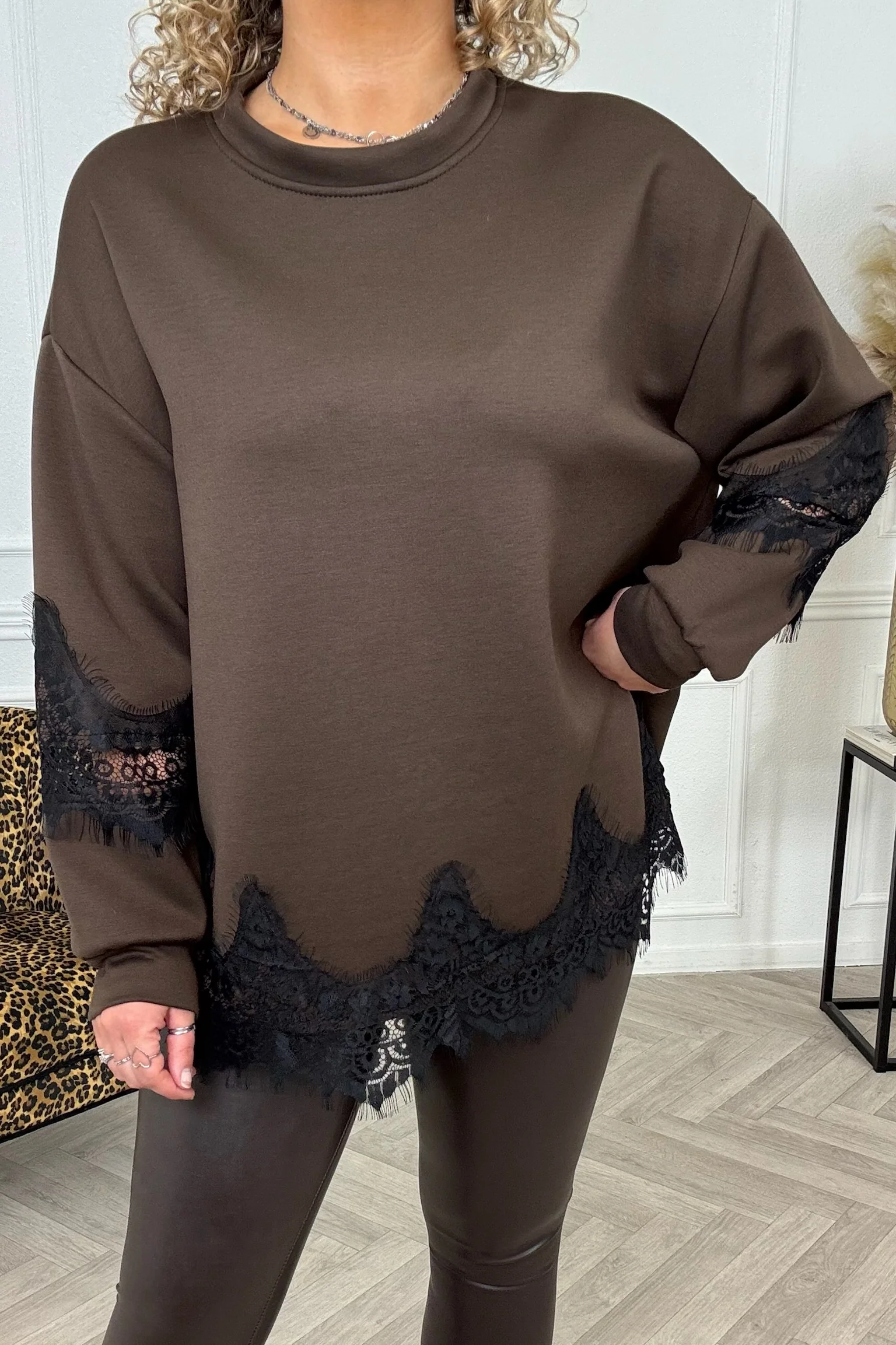 Musthave Lace Sweater - Brown - Image 4