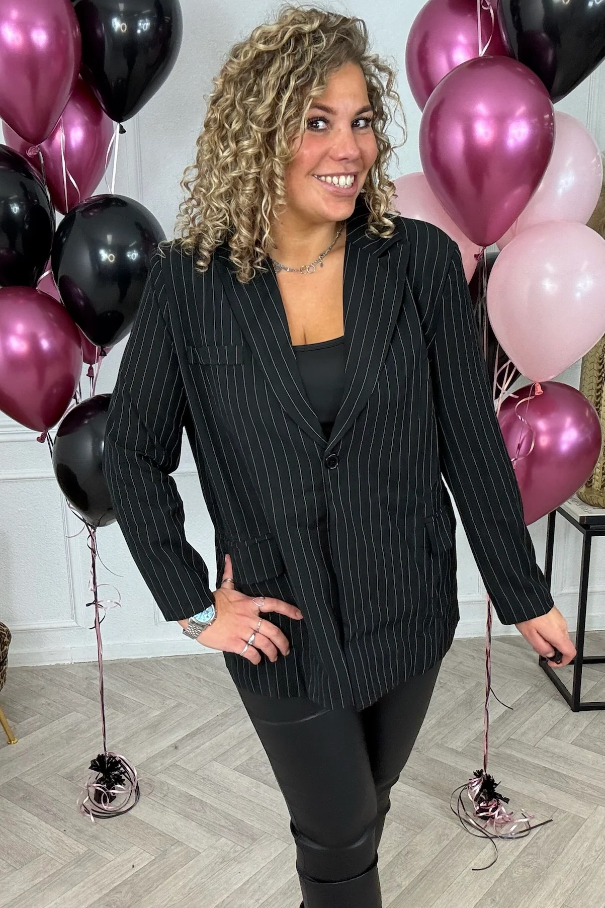 Musthave Pinstripe Blazer - Black