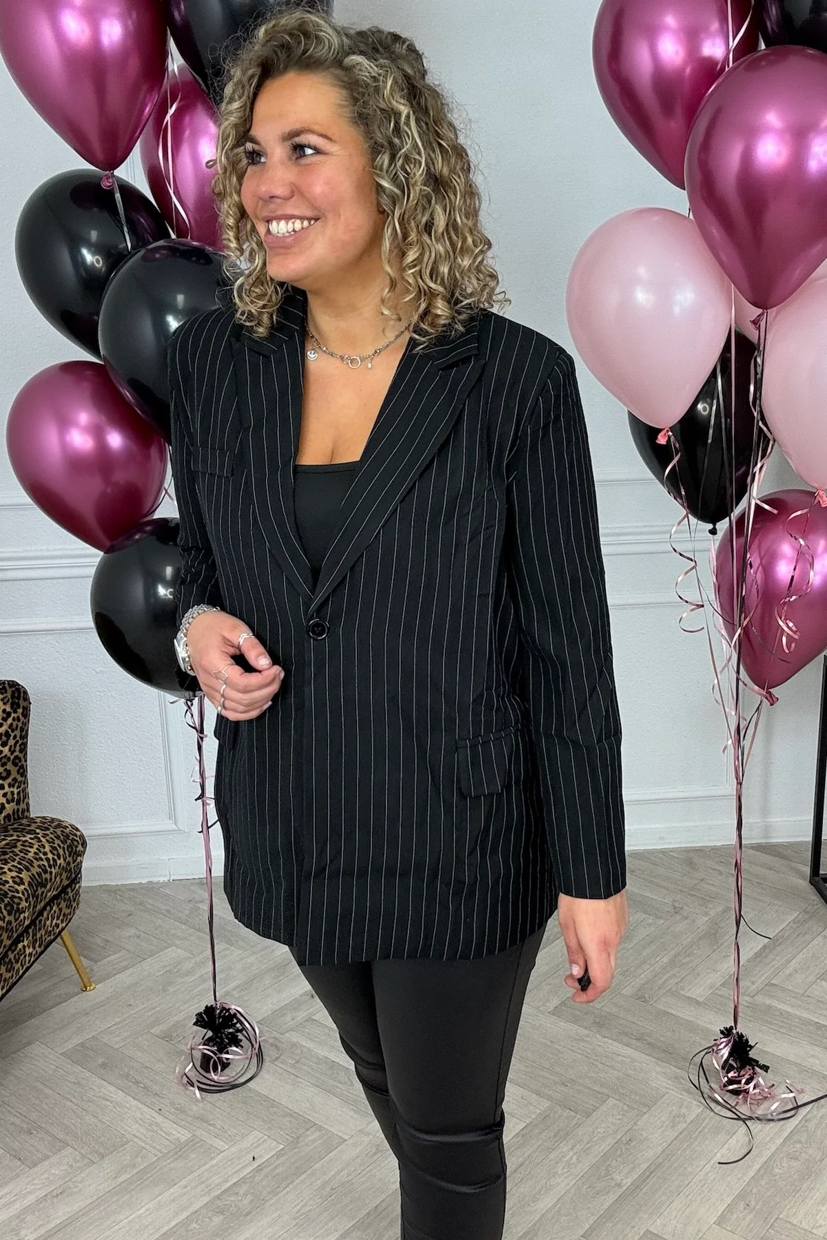 Musthave Pinstripe Blazer - Black - Image 2