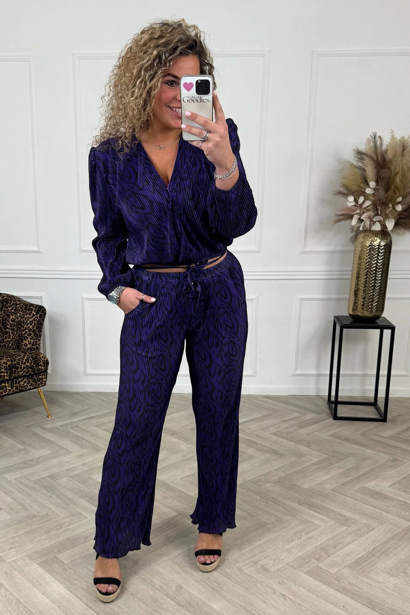 Musthave Ripple Plisse Suit - Purple/Black