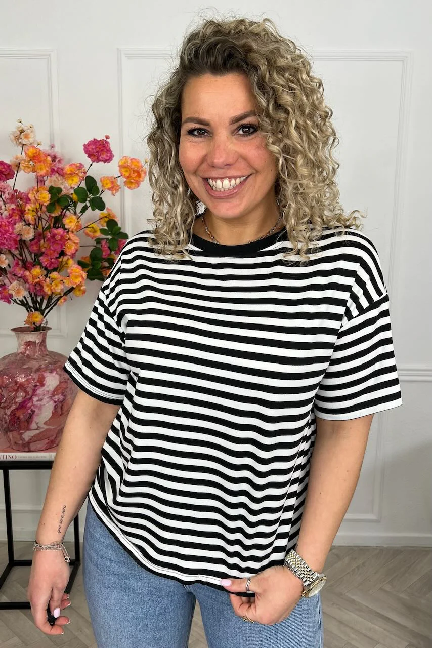 Musthave Short Sleeve Striped Shirt - Black/White